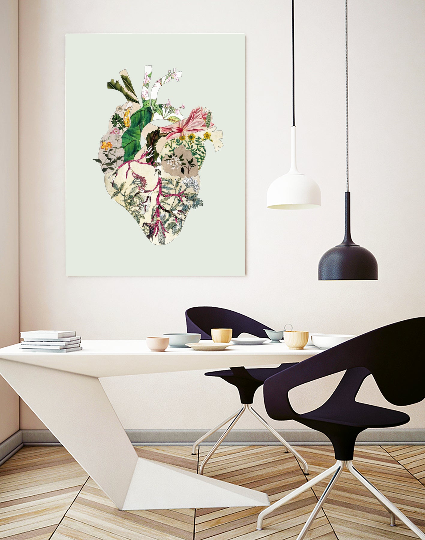 Vinatge Botanical Heart - Green by Bianca Green on GIANT ART - green digital drawing