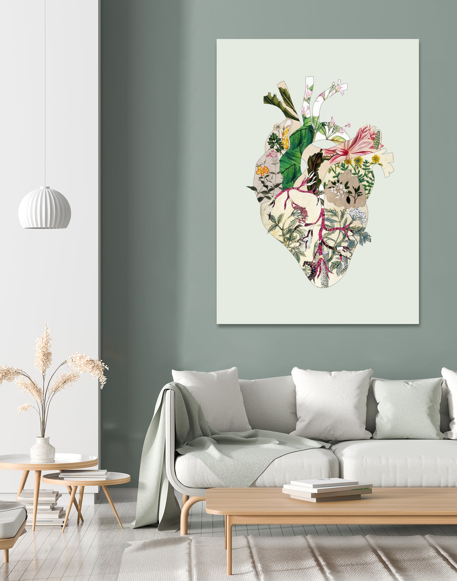 Vinatge Botanical Heart - Green by Bianca Green on GIANT ART - green digital drawing