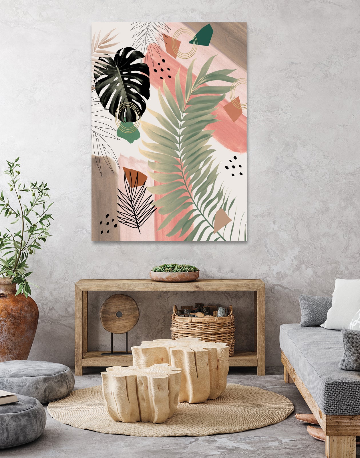 Palm Leaf Summer Glam #1 #tropical #decor #art by Anita & Bella Jantz on GIANT ART - pink digital drawing