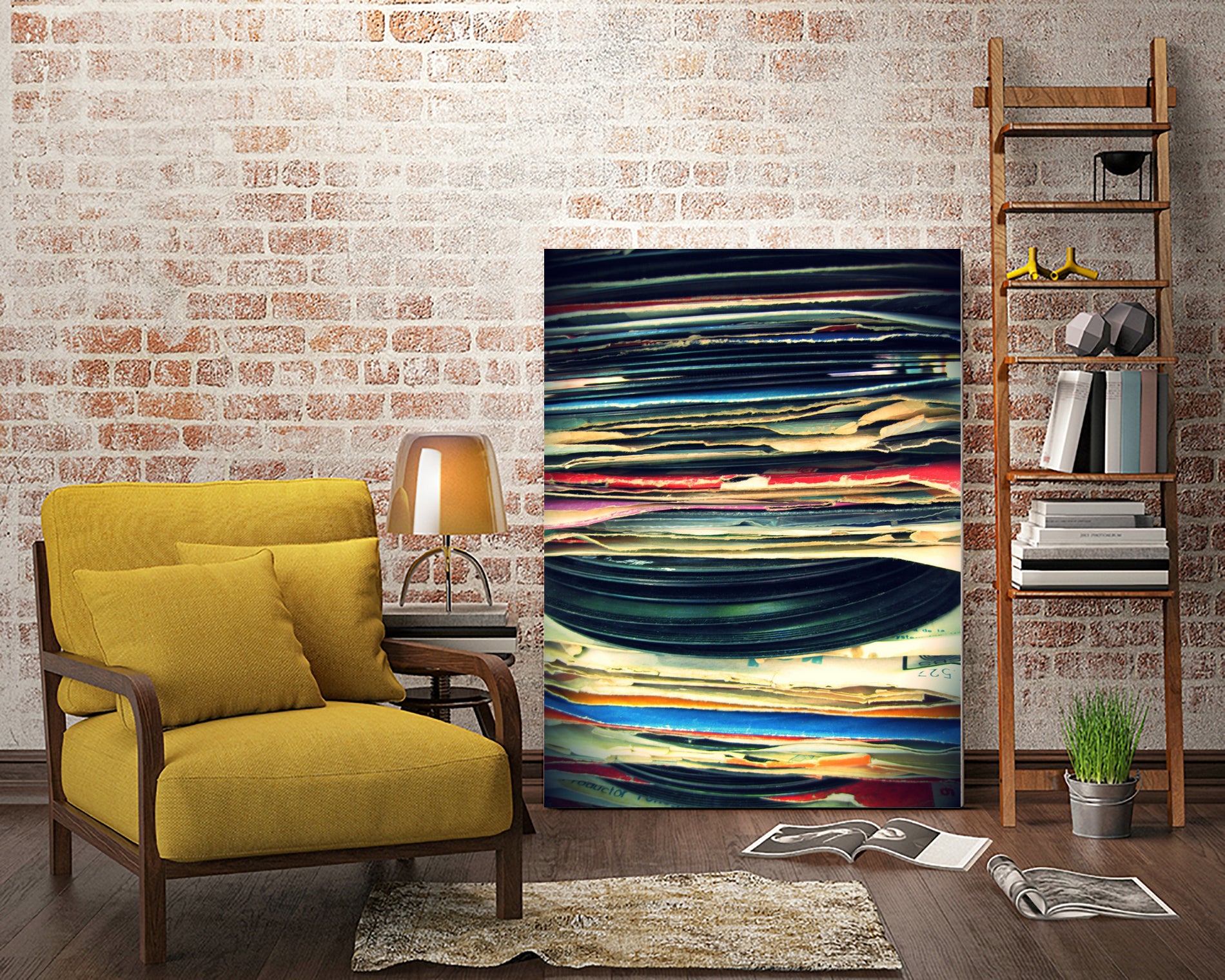 Put Your Records On by Bianca Green on GIANT ART - yellow photo illustration