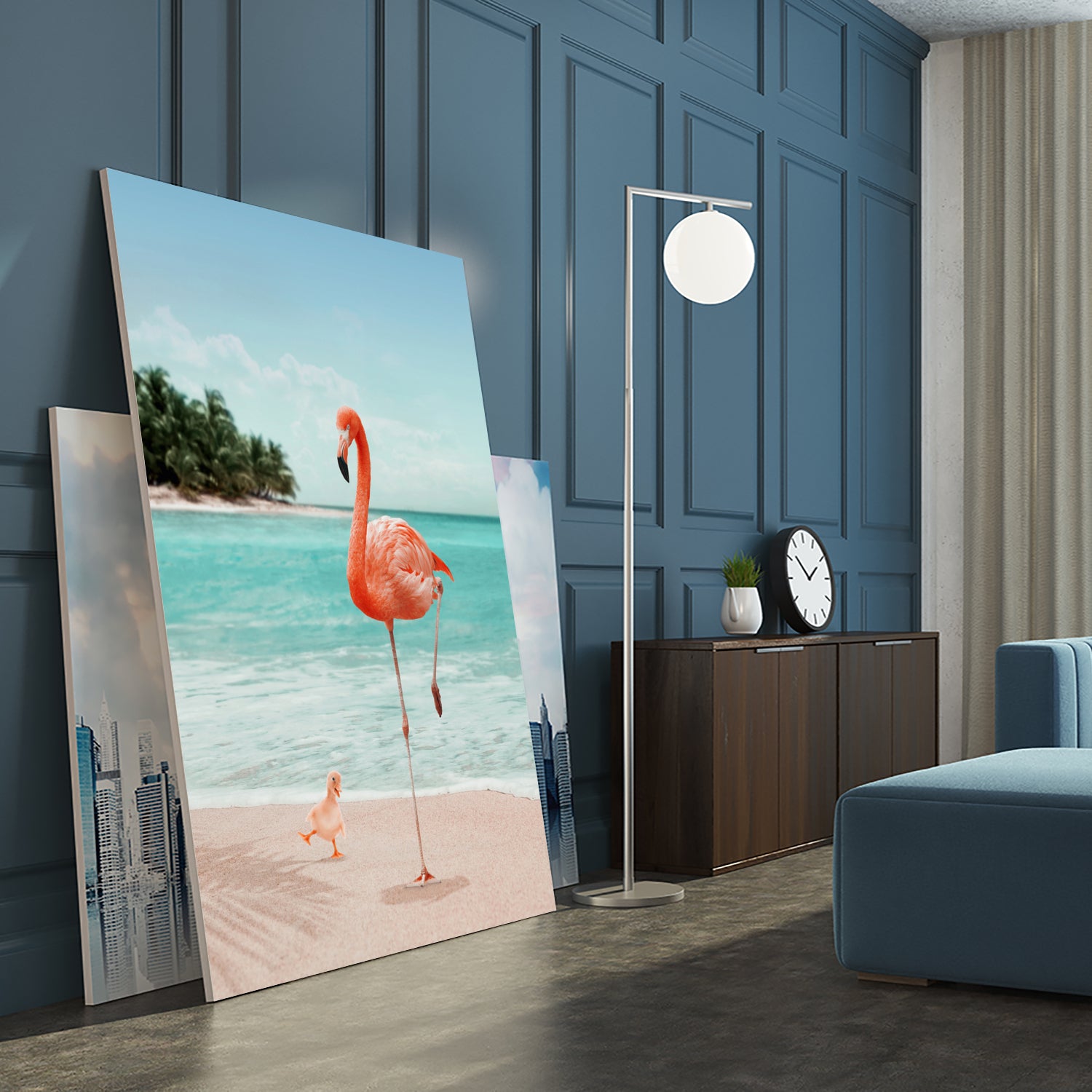 WANNABE FLAMINGO by Jonas Loose on GIANT ART - blue photo manipulation