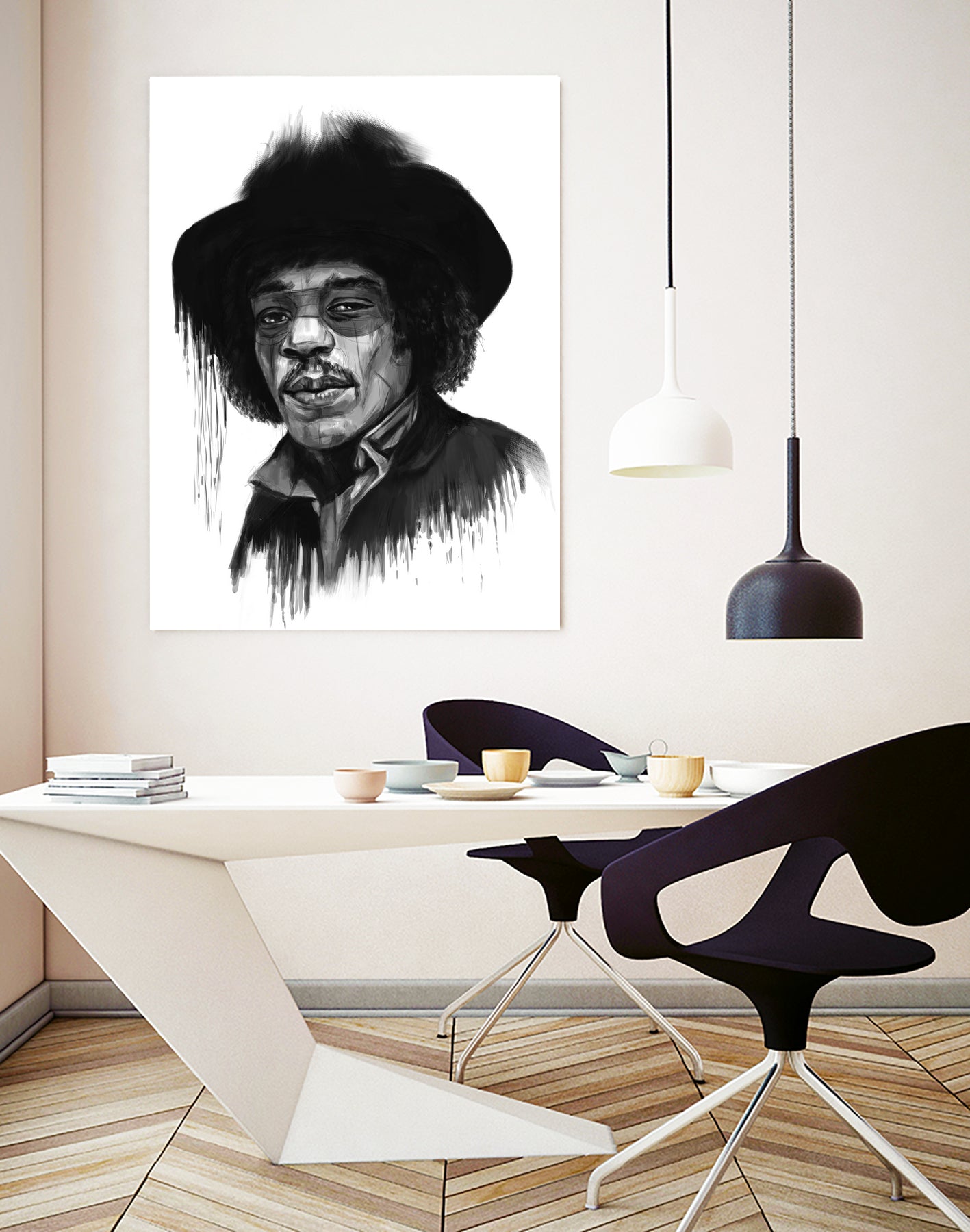 Hendrix by Solti Balázs on GIANT ART - white digital painting