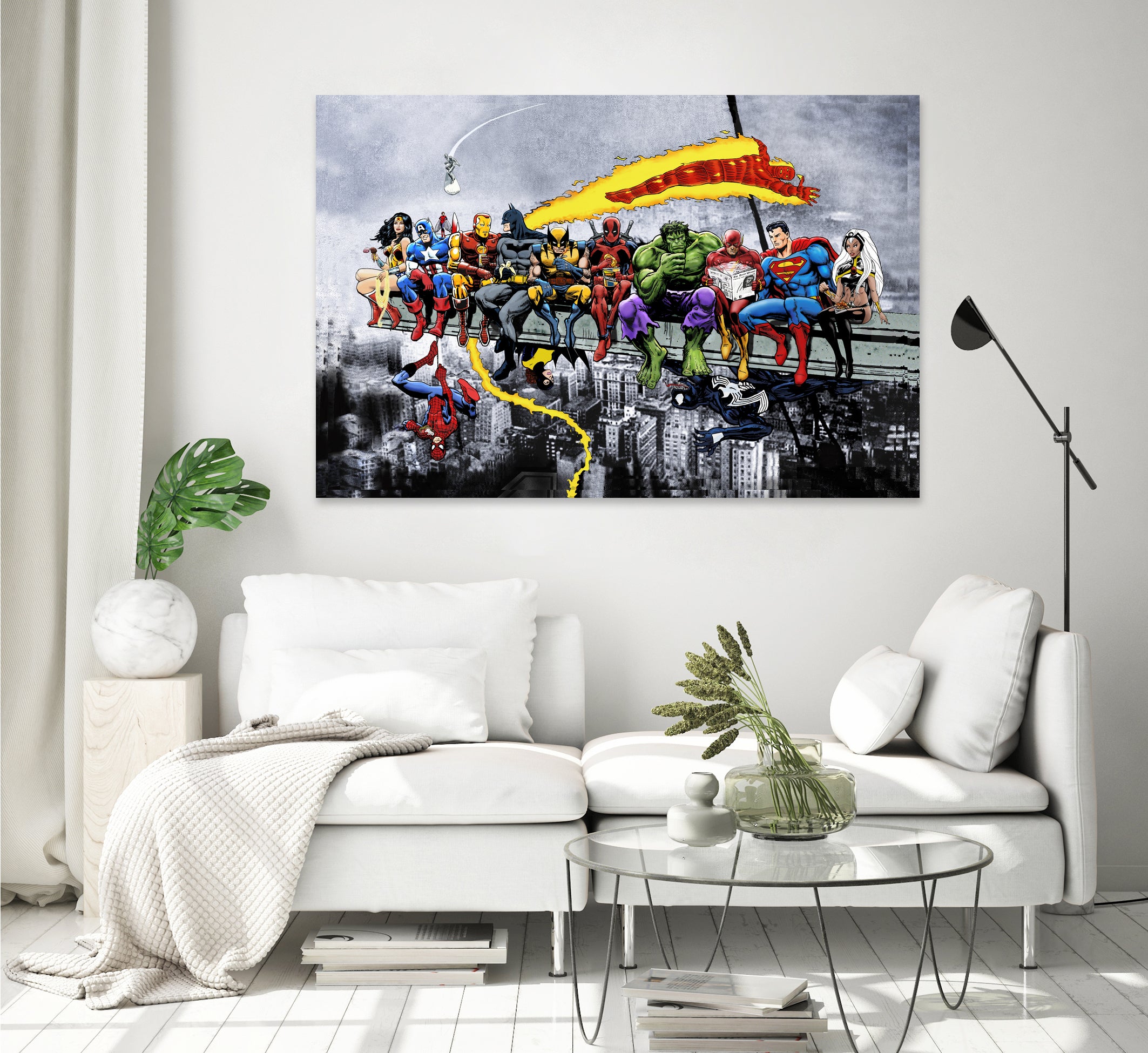 More Marvel & DC Superheroes Lunch Atop A Skyscraper by Dan Avenell on GIANT ART - gray digital painting