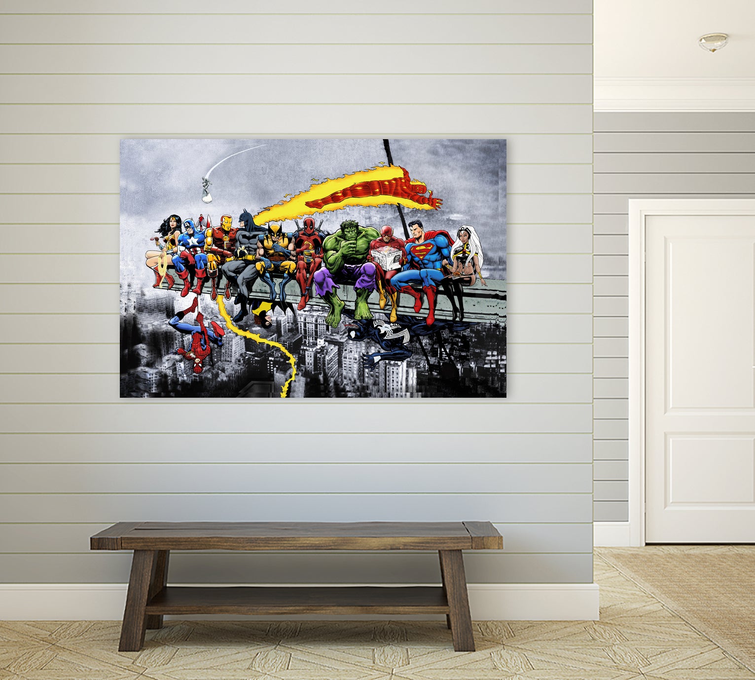 More Marvel & DC Superheroes Lunch Atop A Skyscraper by Dan Avenell on GIANT ART - gray digital painting