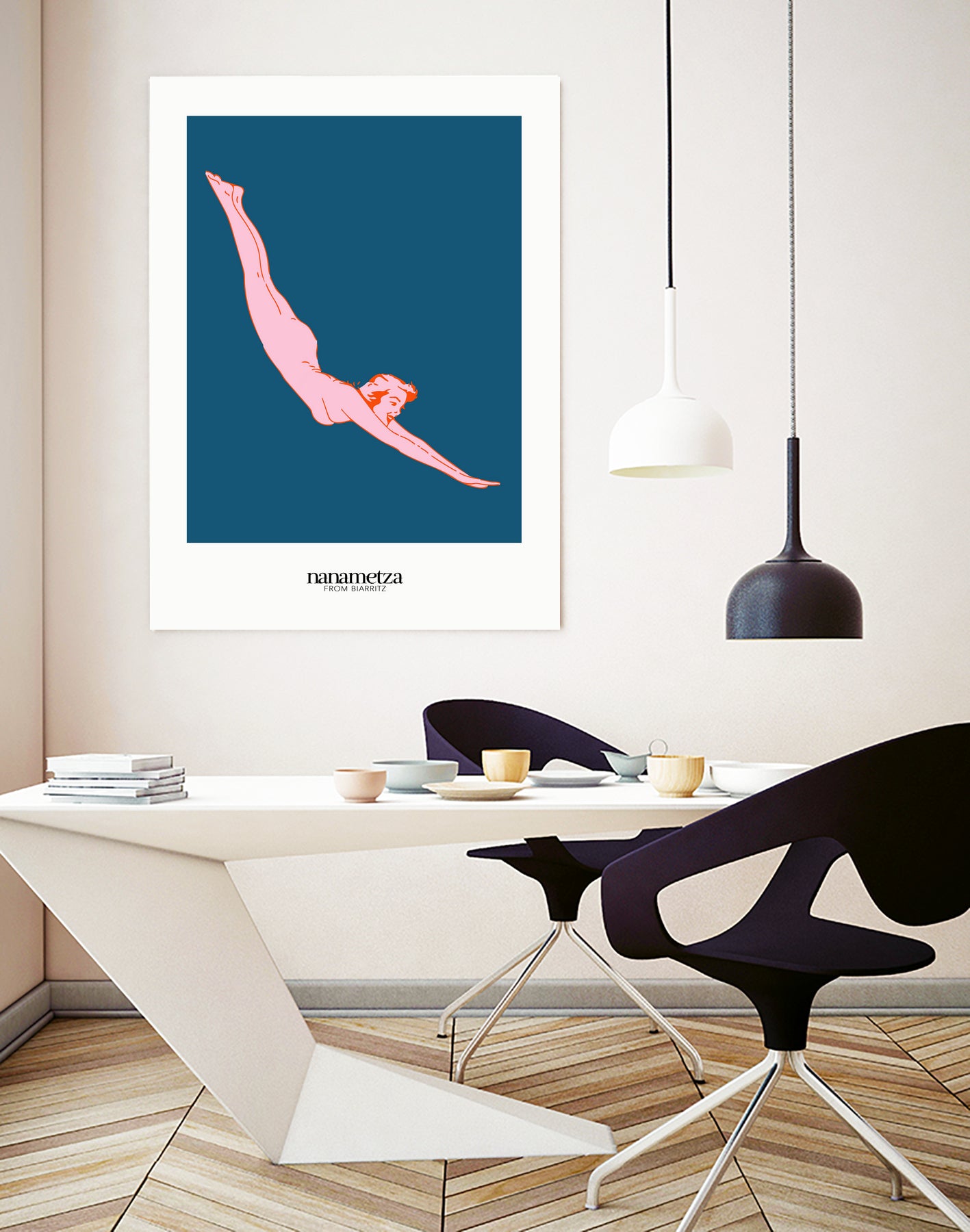 Baigneuse by Nanametza Biarritz on GIANT ART - blue digital drawing