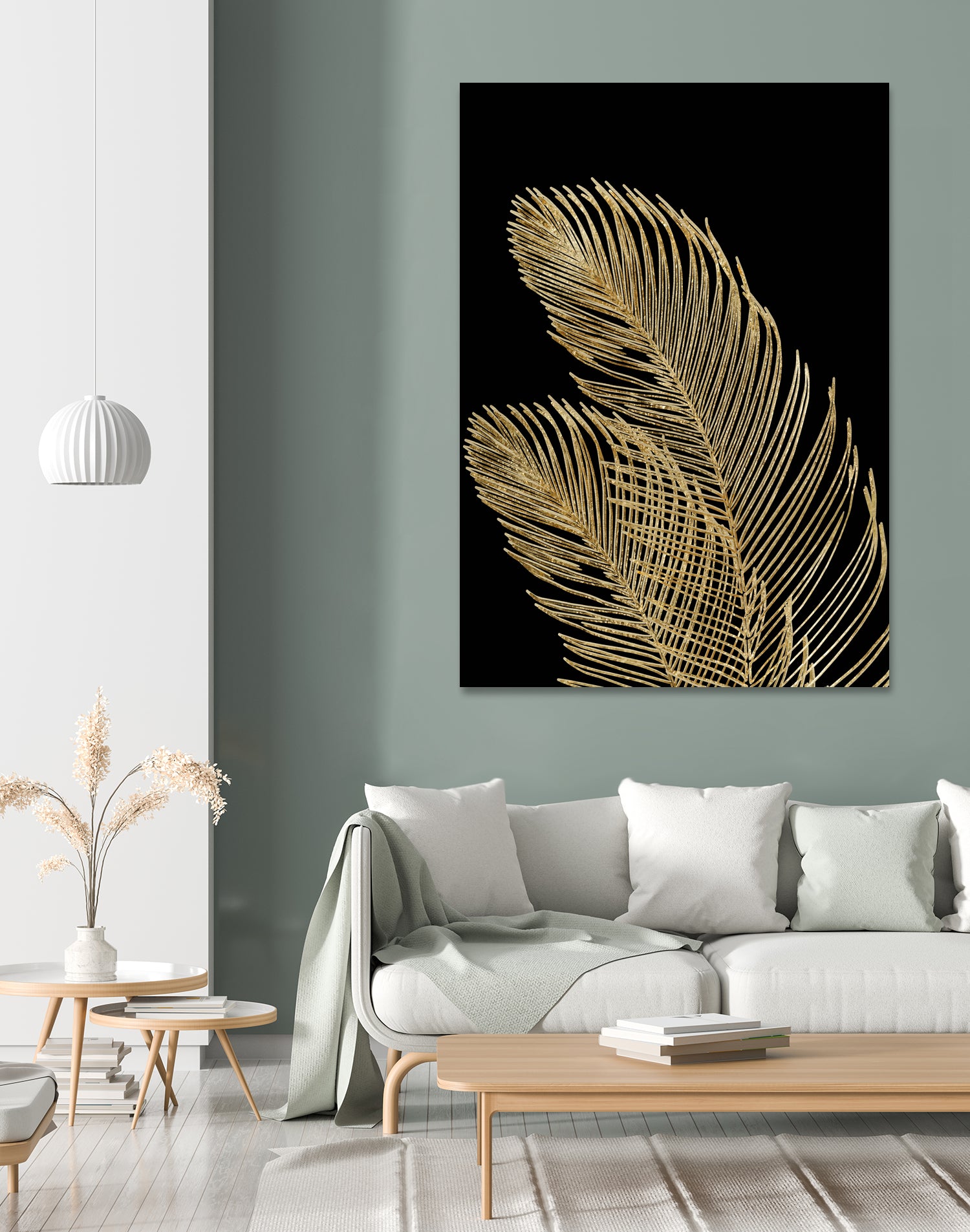 Palm Leaves Finesse Line Art with Gold Foil #1 #minimal by Anita & Bella Jantz on GIANT ART - yellow digital drawing