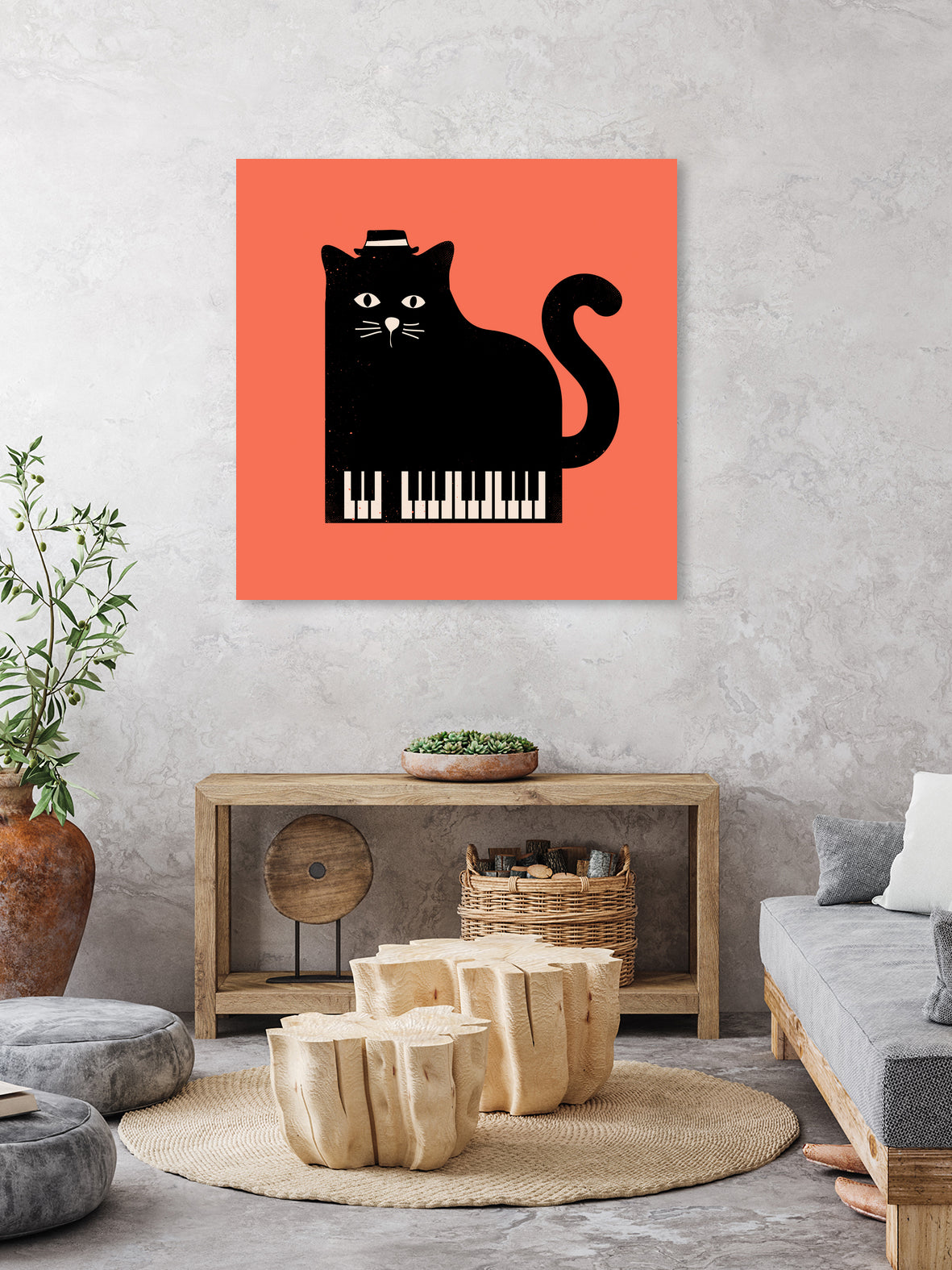 Cool Cat on Piano by Budi Satria Kompoi on GIANT ART - mixed media