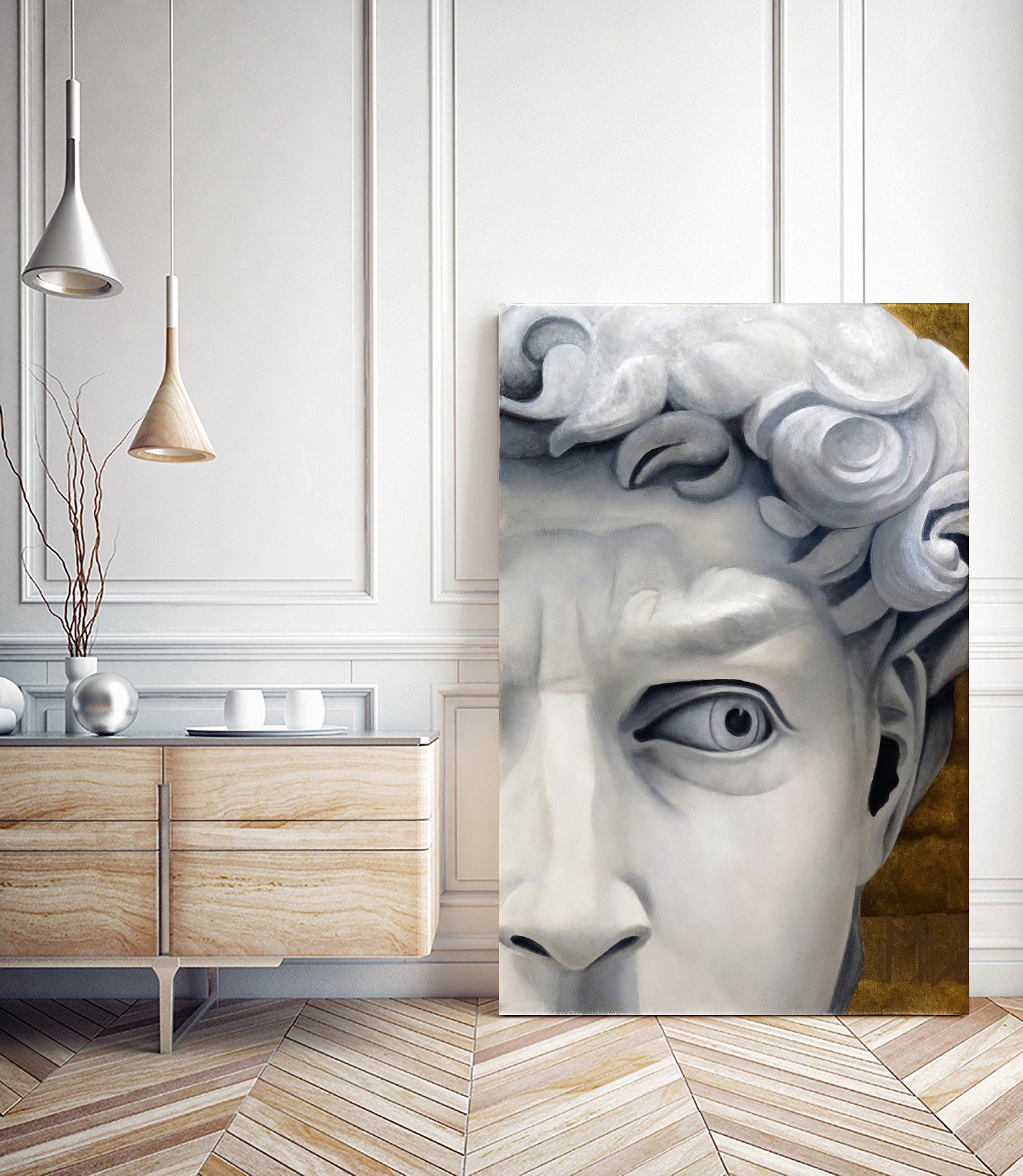 David by Matthew Holden Bates on GIANT ART - gray mixed media