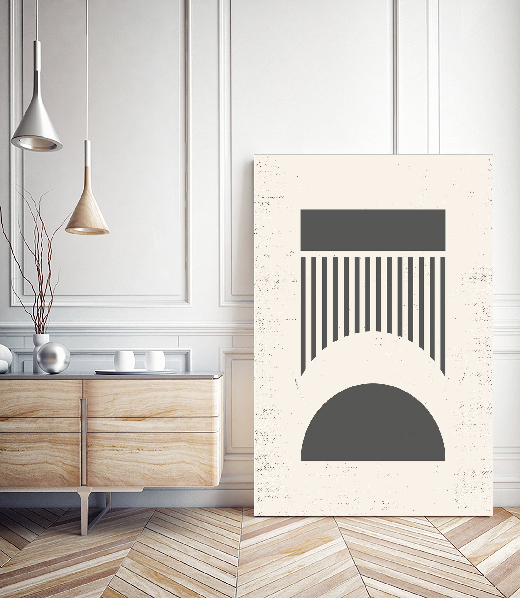 Mid Century Modern Geometry 01 by Studio North on GIANT ART - black digital drawing