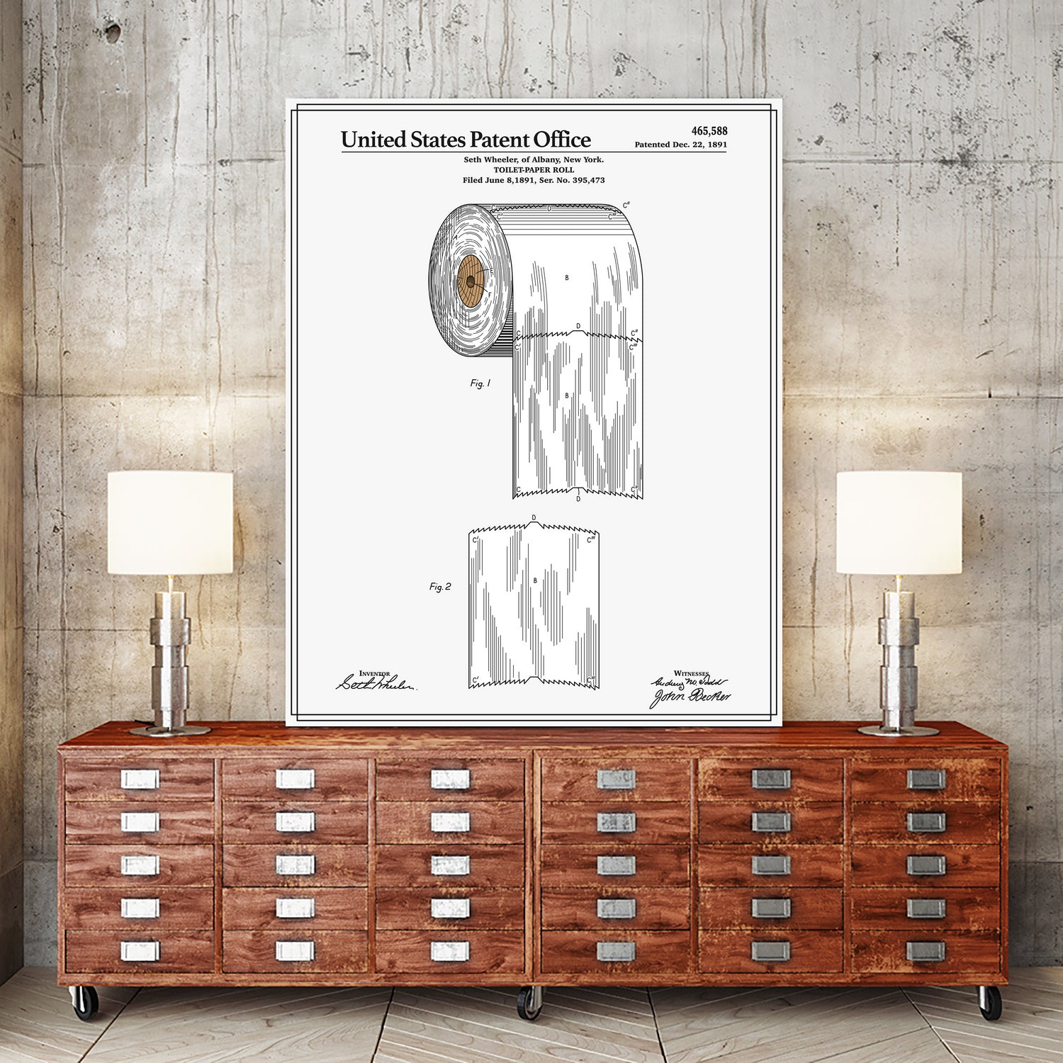 Toilet Paper Roll Patent by Finlay McNevin on GIANT ART - white typography