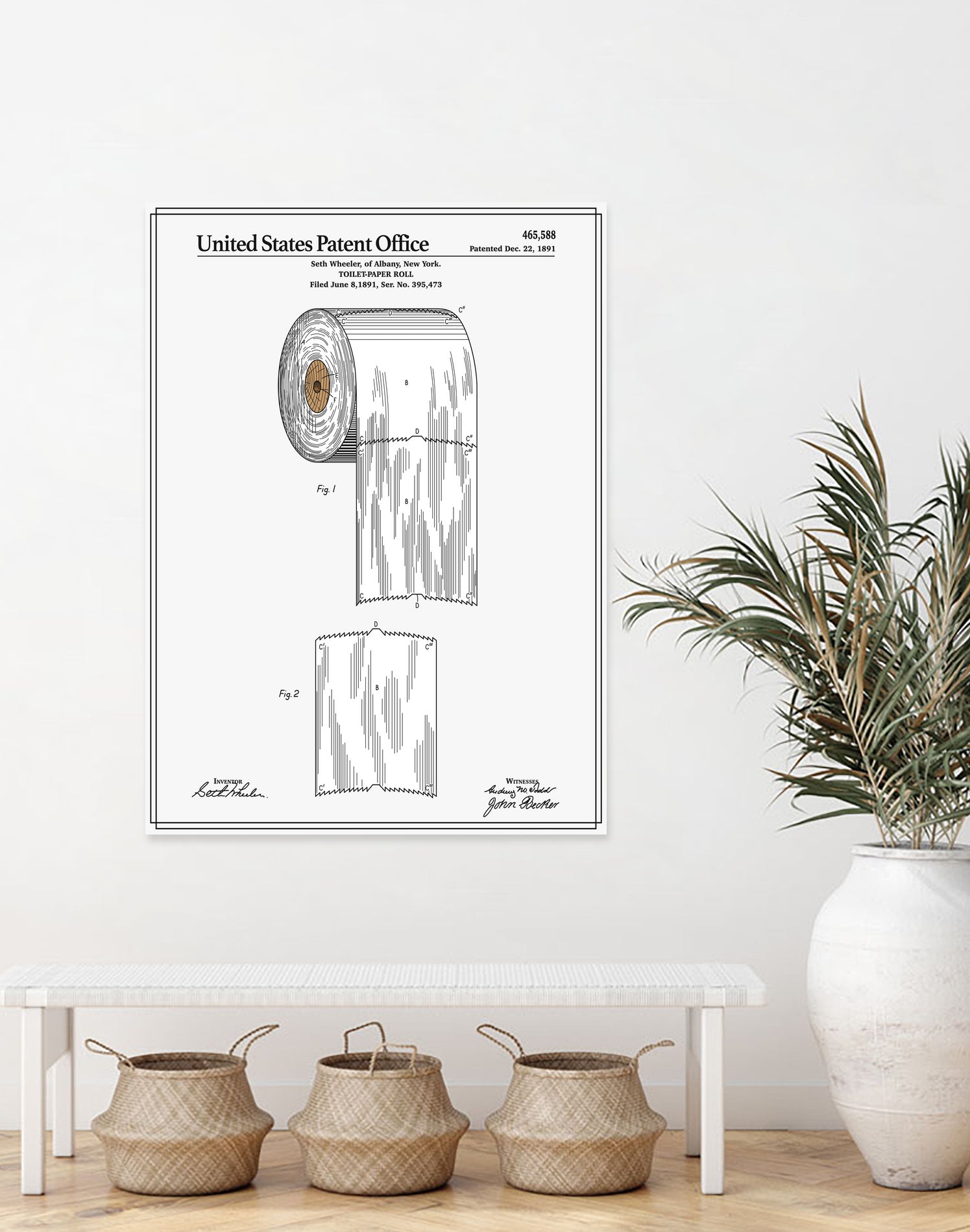 Toilet Paper Roll Patent by Finlay McNevin on GIANT ART - white typography