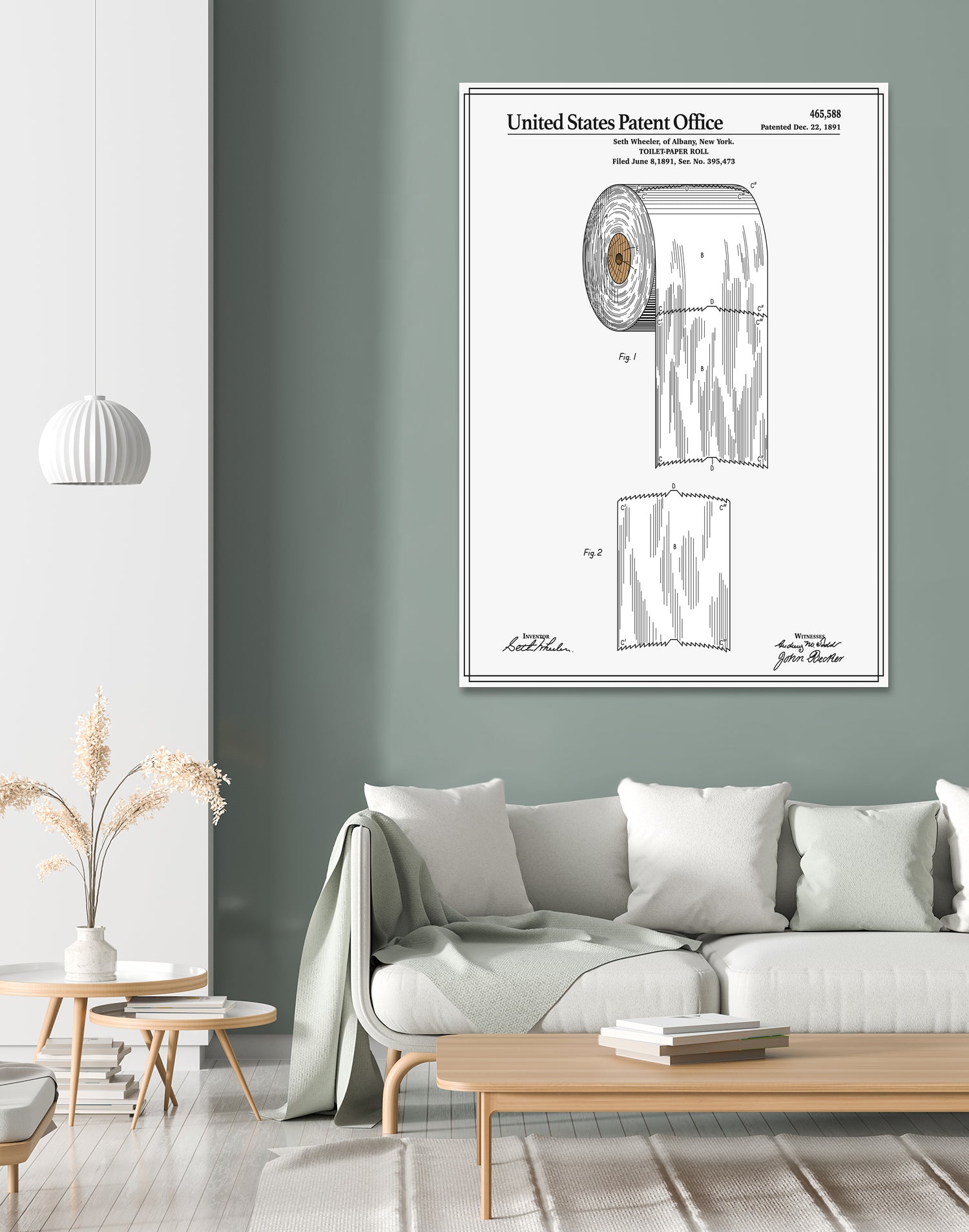 Toilet Paper Roll Patent by Finlay McNevin on GIANT ART - white typography