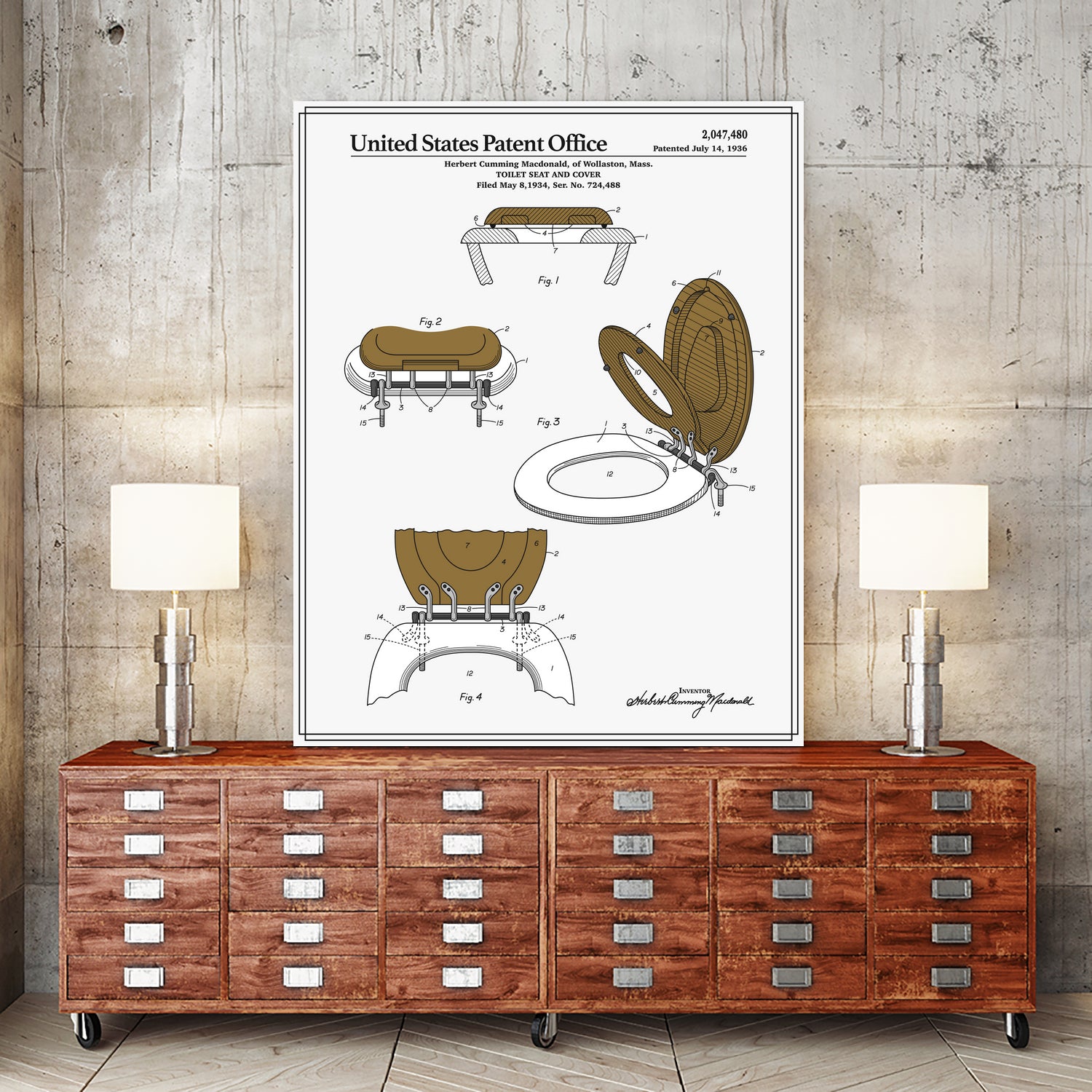 Toilet Seat and Cover Patent by Finlay McNevin on GIANT ART - white typography
