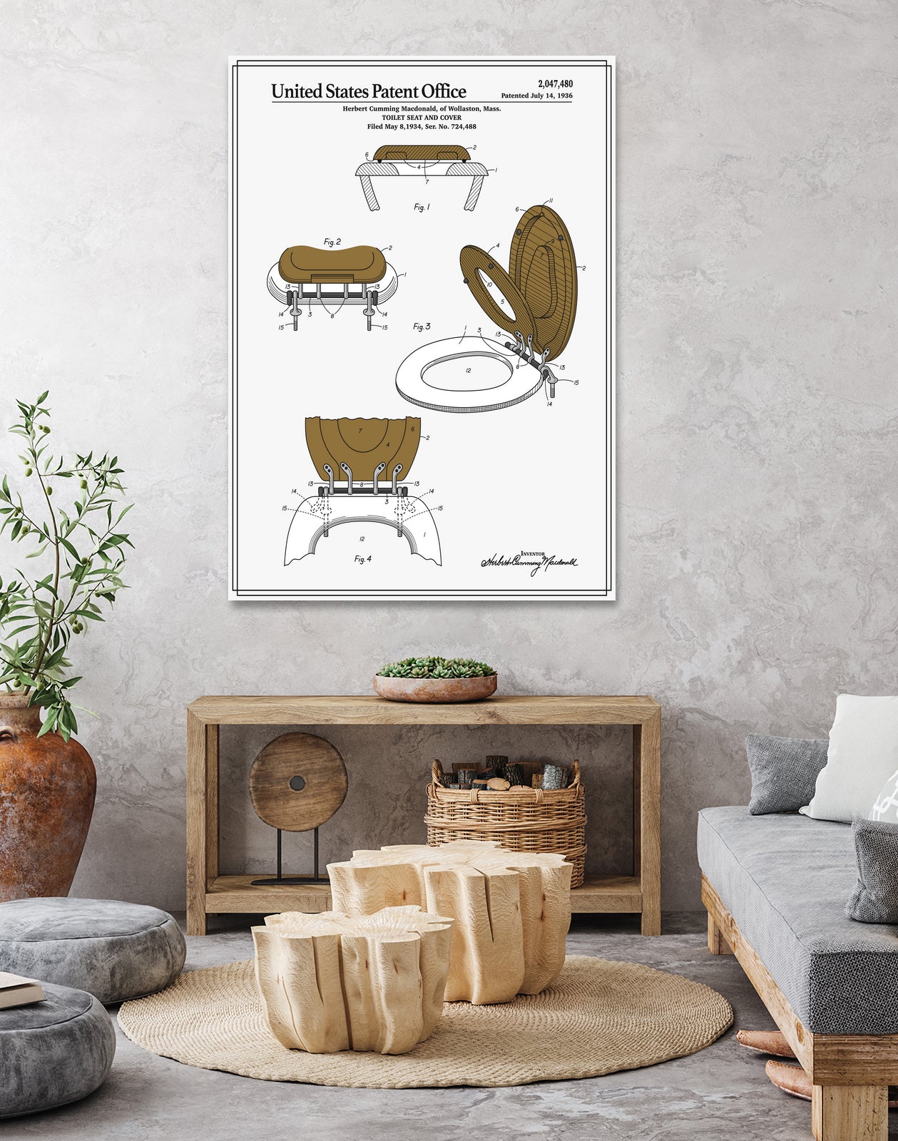 Toilet Seat and Cover Patent by Finlay McNevin on GIANT ART - white typography