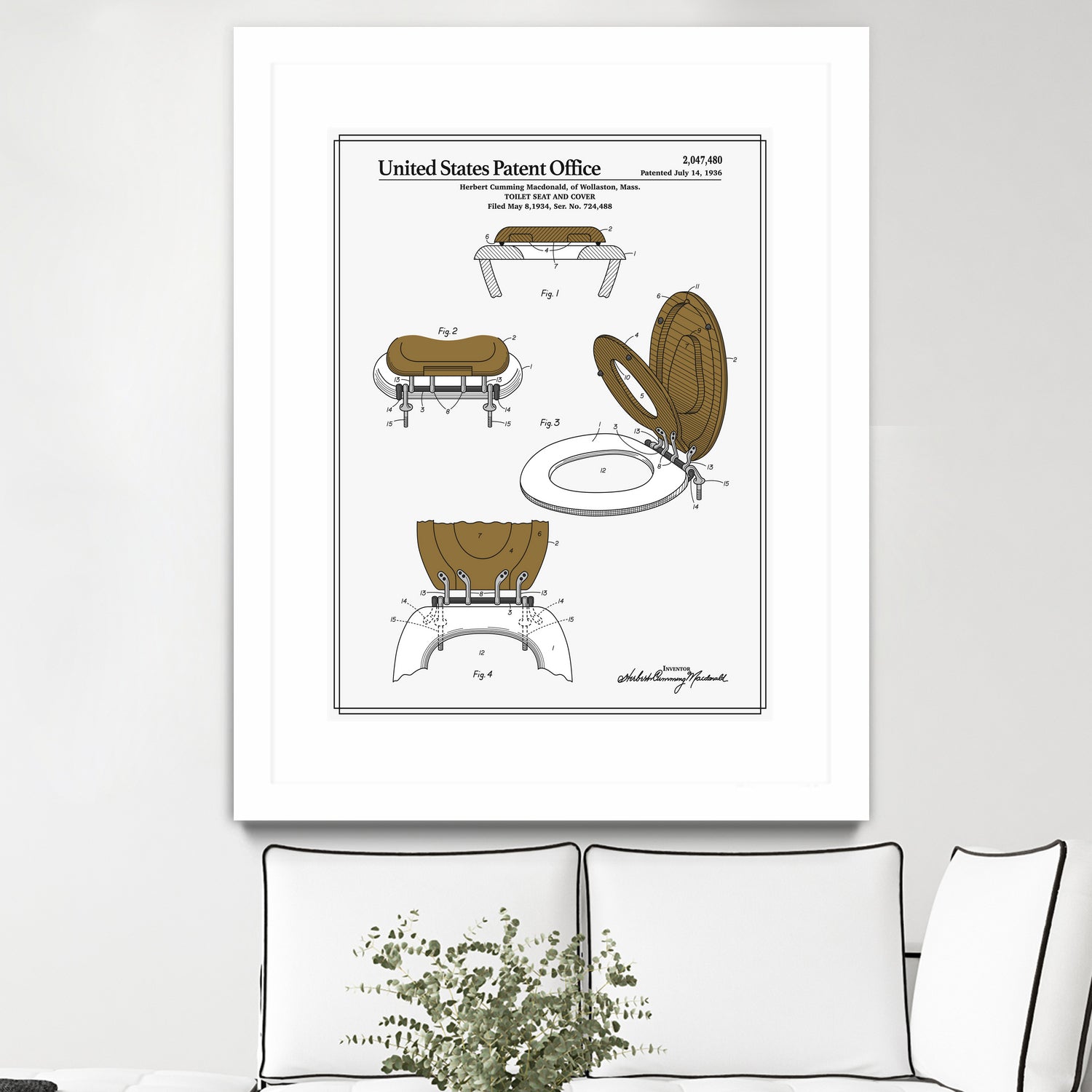 Toilet Seat and Cover Patent by Finlay McNevin on GIANT ART - white typography
