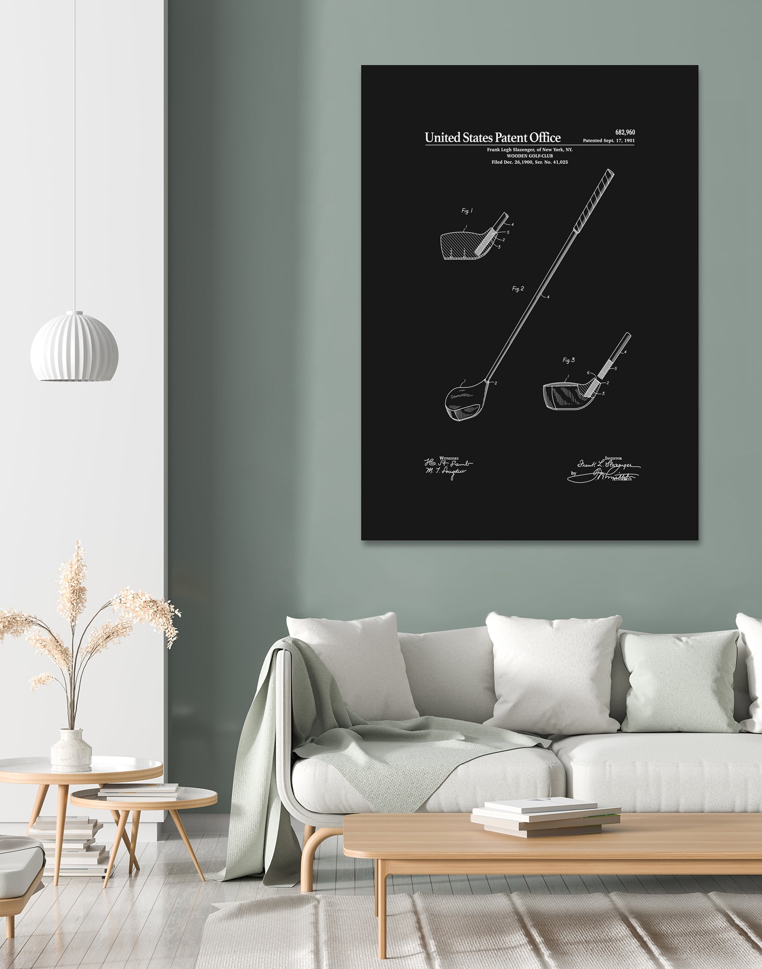 Golf Club Patent v2 - Black by Finlay McNevin on GIANT ART - black typography