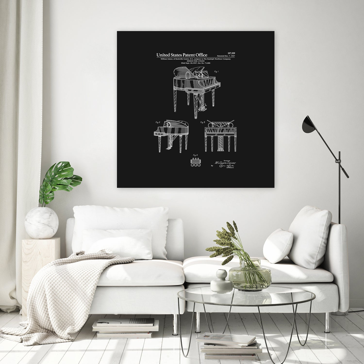 Piano Patent - Black by Finlay McNevin on GIANT ART - black typography
