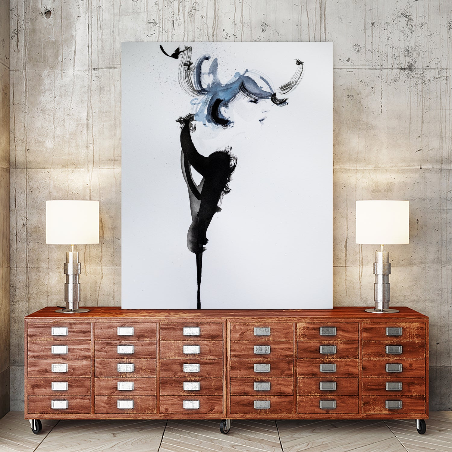 Fashion watercolor portrait by enmo enmo lin on GIANT ART - white photo illustration