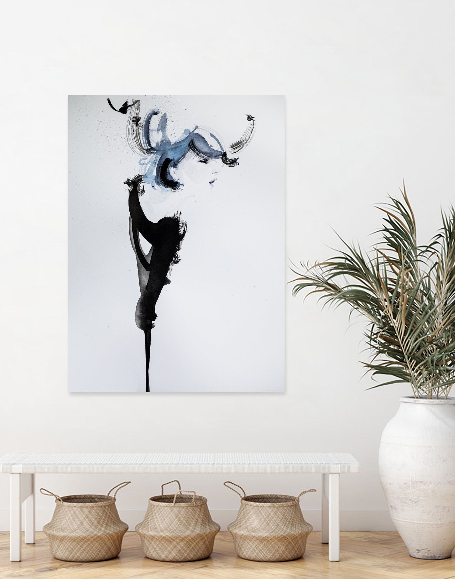 Fashion watercolor portrait by enmo enmo lin on GIANT ART - white photo illustration