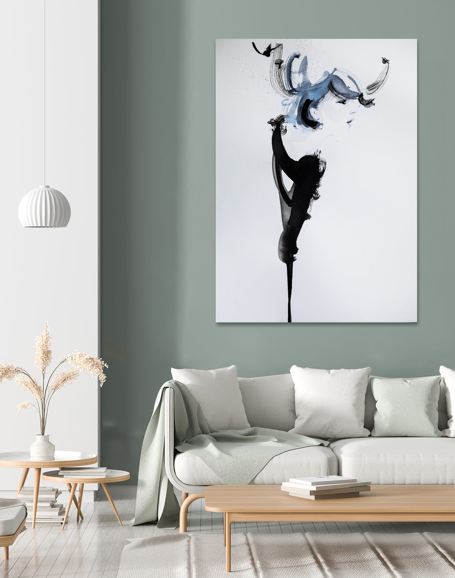 Fashion watercolor portrait by enmo enmo lin on GIANT ART - white photo illustration