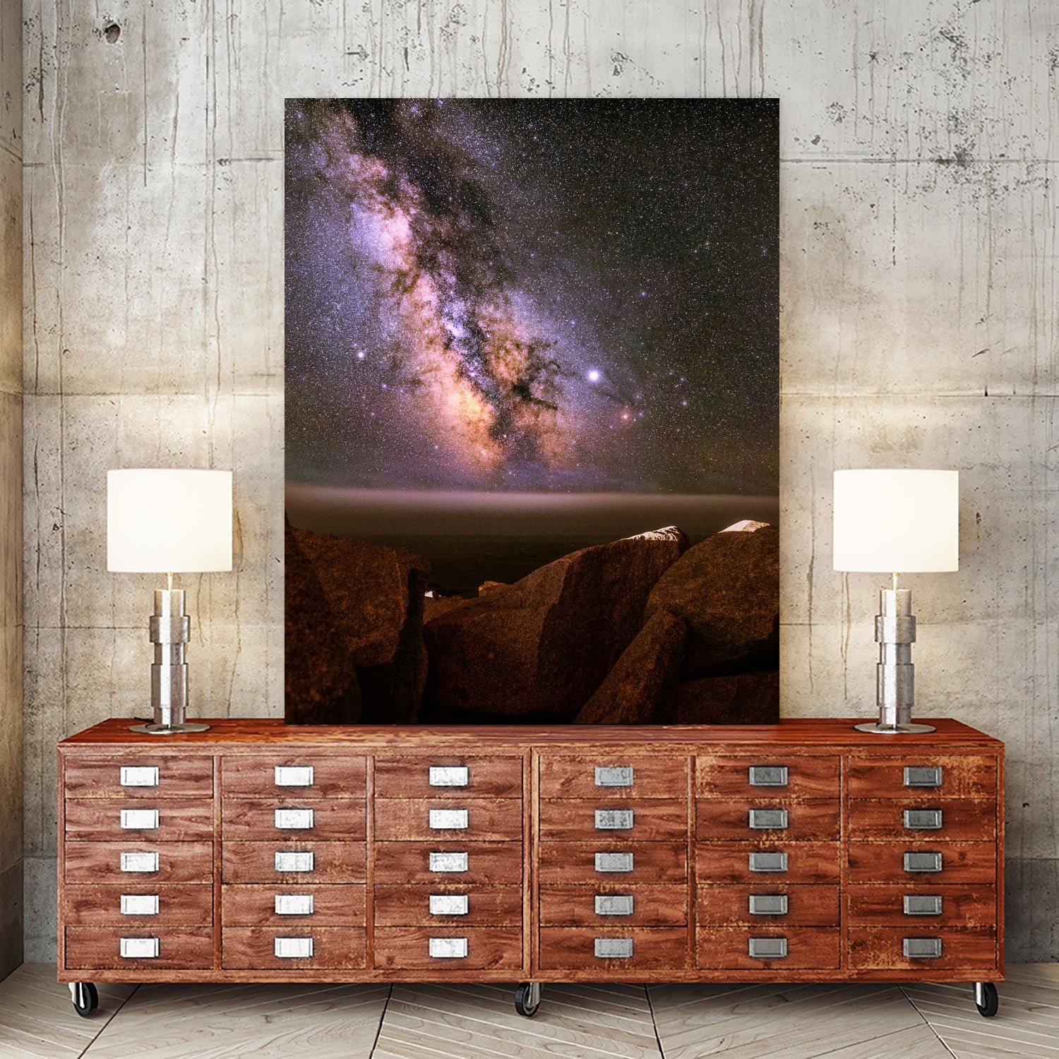 Peggy's Cove Milky Way by Lorenzo Bustillo on GIANT ART - gray photo illustration