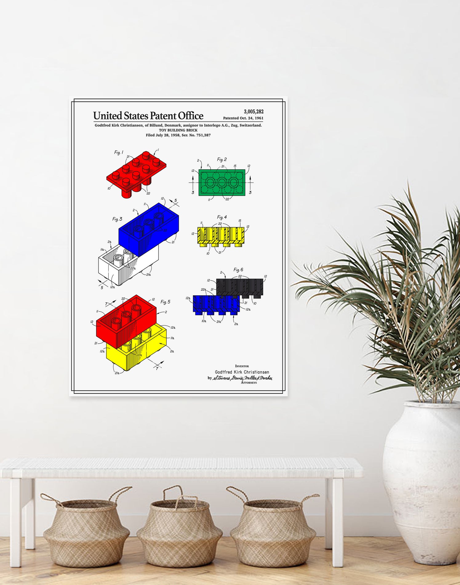 Toy Building Brick Patent by Finlay McNevin on GIANT ART - white typography