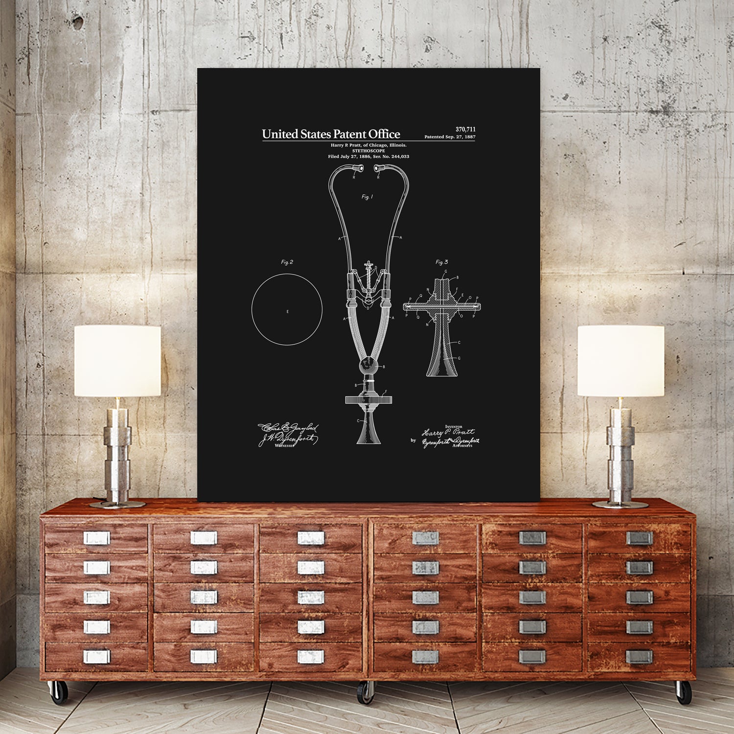 Stethoscope Patent - Black by Finlay McNevin on GIANT ART - black typography