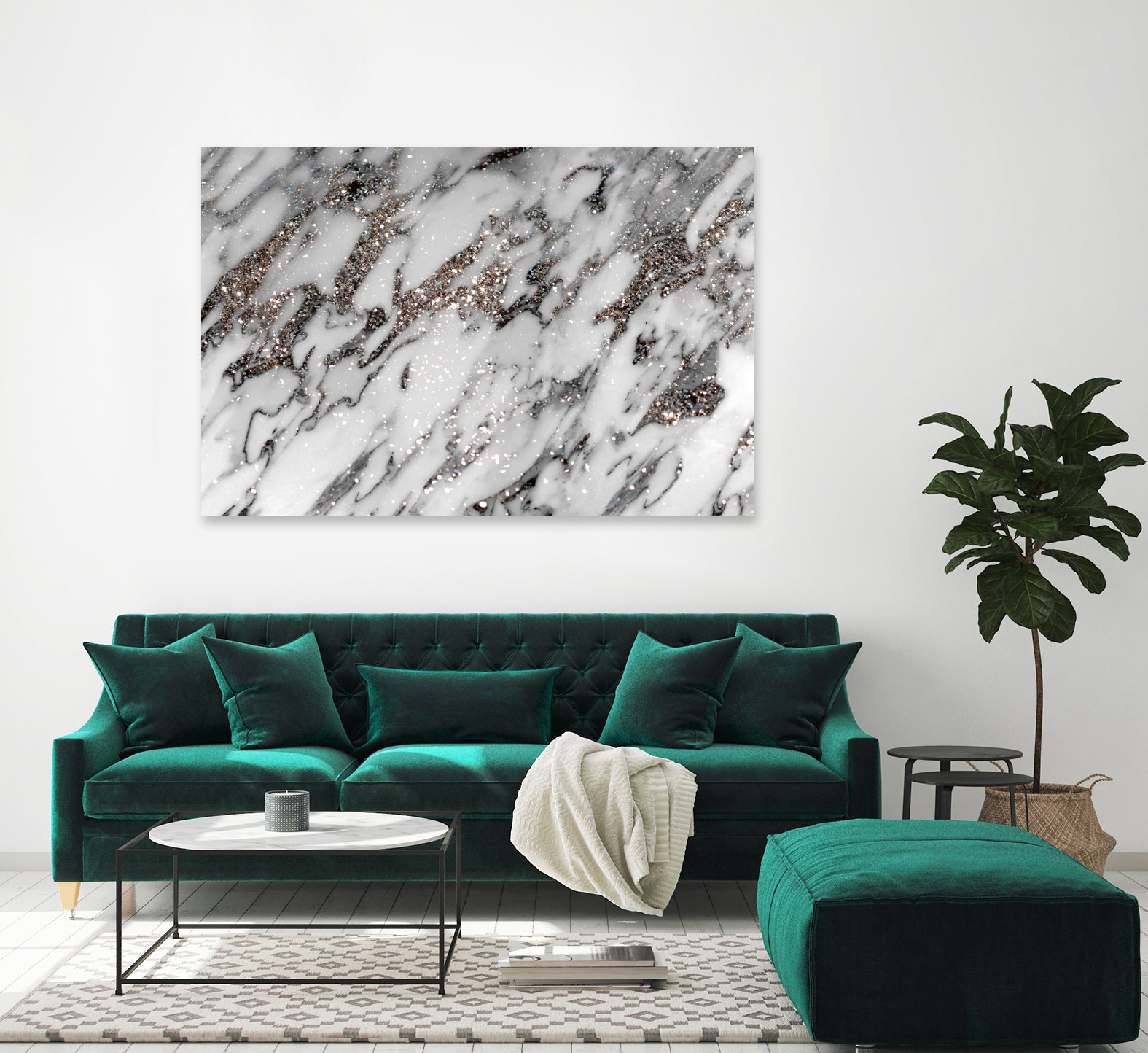 Classic White Marble Silver Glitter Glam #1 (Faux Glitter) by Anita & Bella Jantz on GIANT ART - white photo manipulation