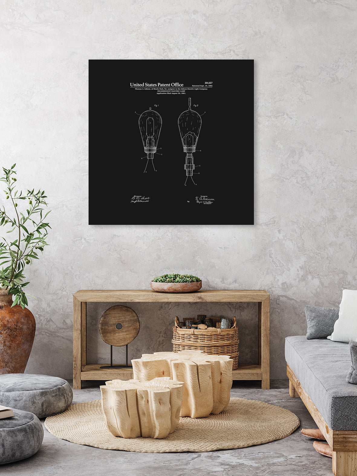 Thomas Edison Light Bulb Patent - Black by Finlay McNevin on GIANT ART - black typography