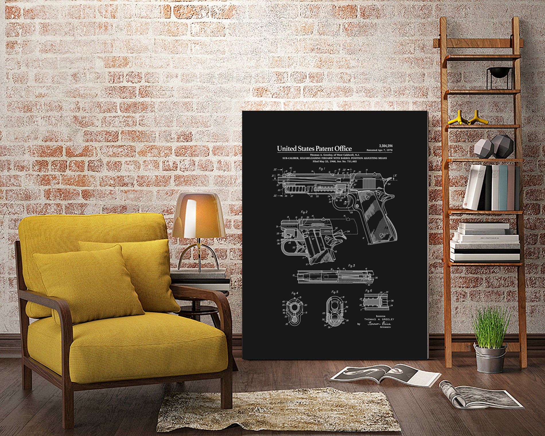 Colt 1911 Handgun Patent - Black by Finlay McNevin on GIANT ART - black typography