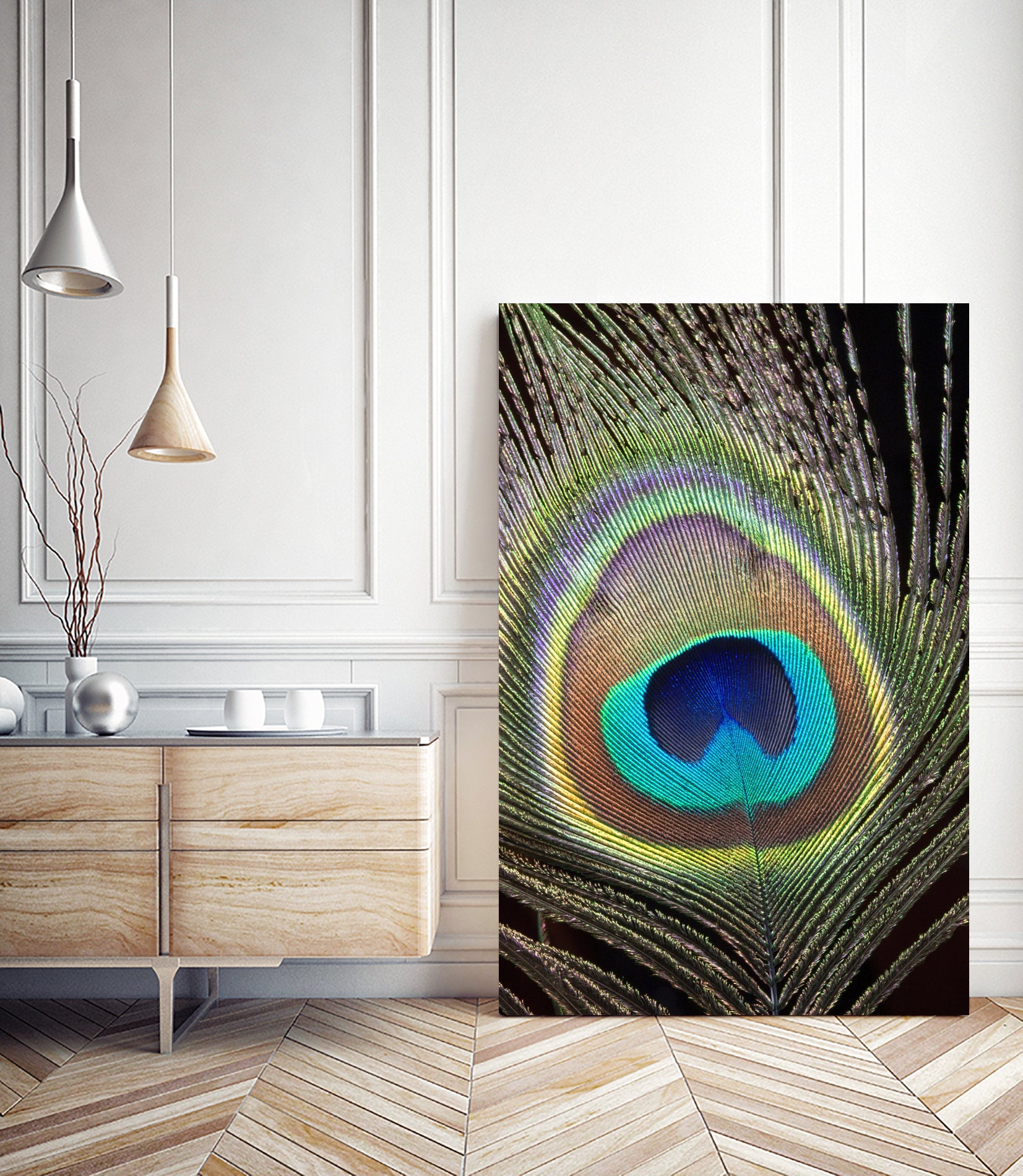 peacock feather close up macro by Wiguna Asmorohadi on GIANT ART - black vector illustration