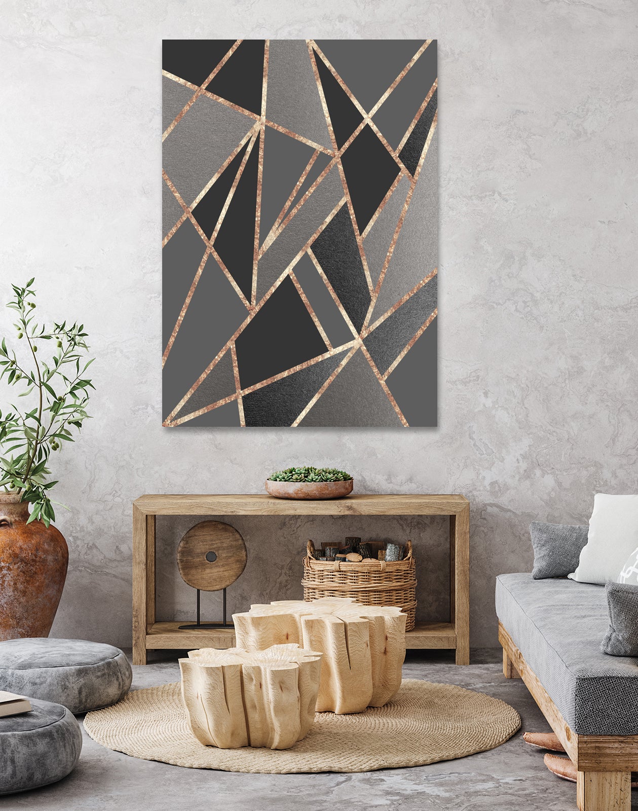 Classic Silver Gray Charcoal Rose Gold Geo #1 #geometric by Anita & Bella Jantz on GIANT ART - gray digital drawing