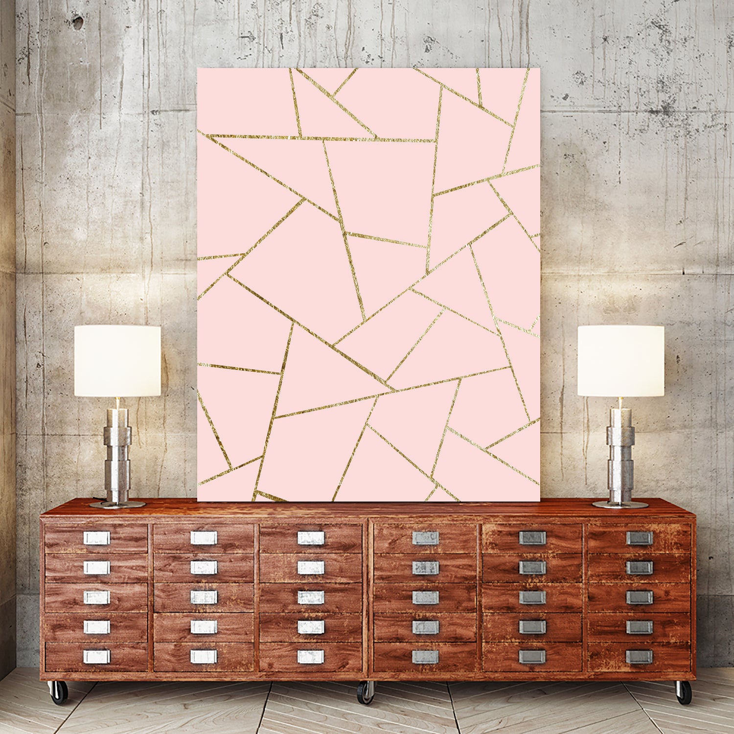 Blush Pink Gold Geometric Glam #1 #geo #decor #art by Anita & Bella Jantz on GIANT ART - pink digital drawing
