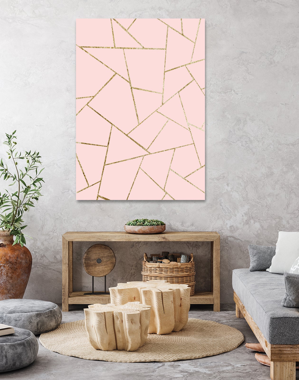 Blush Pink Gold Geometric Glam #1 #geo #decor #art by Anita & Bella Jantz on GIANT ART - pink digital drawing