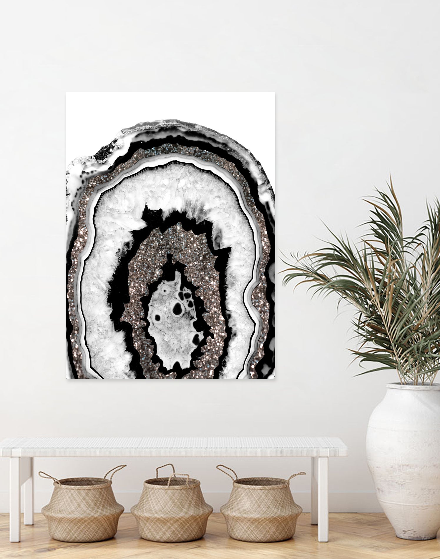 Gray Black White Agate with Silver Glitter #1a #gem #decor by Anita & Bella Jantz on GIANT ART - gray photo illustration