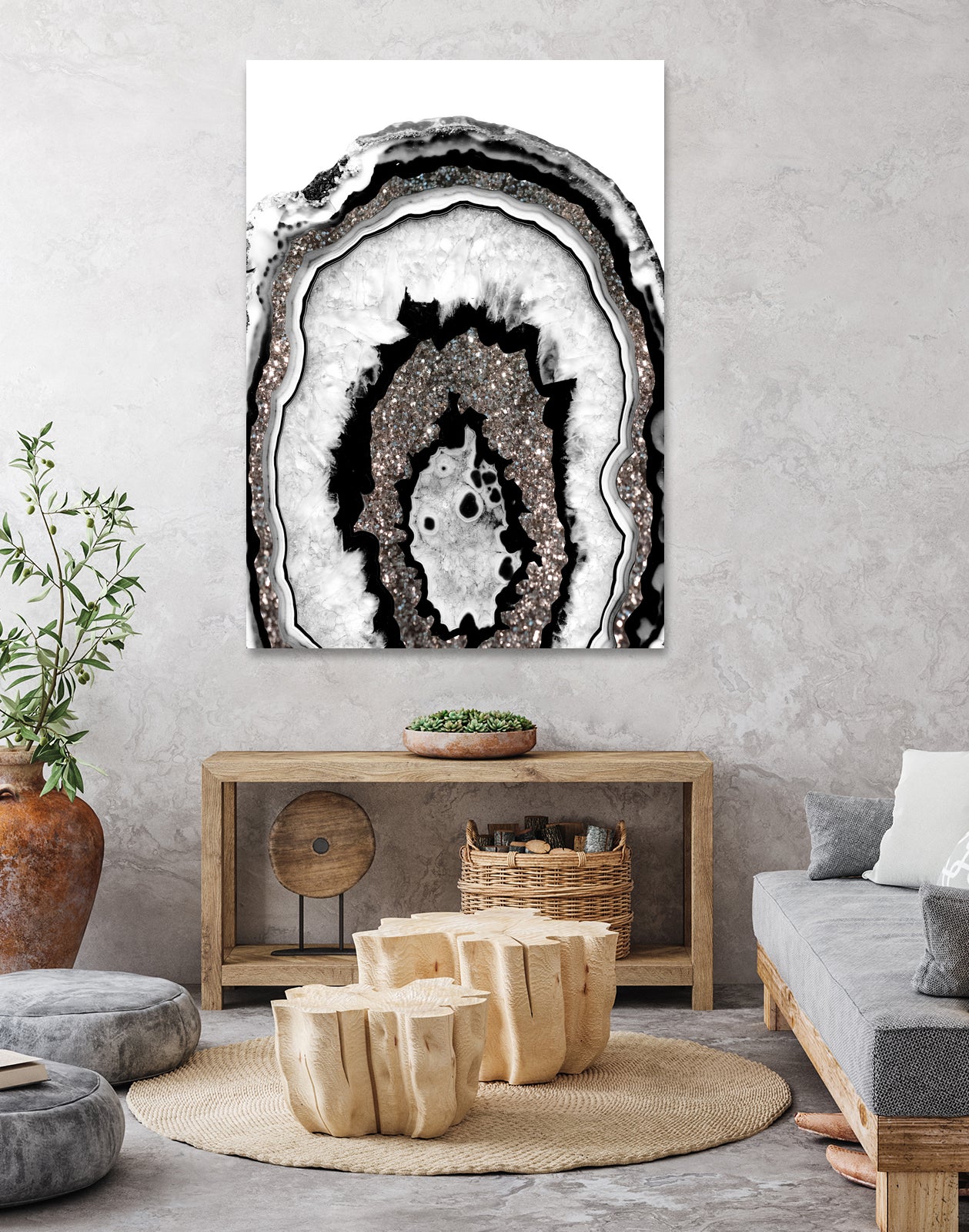 Gray Black White Agate with Silver Glitter #1a #gem #decor by Anita & Bella Jantz on GIANT ART - gray photo illustration