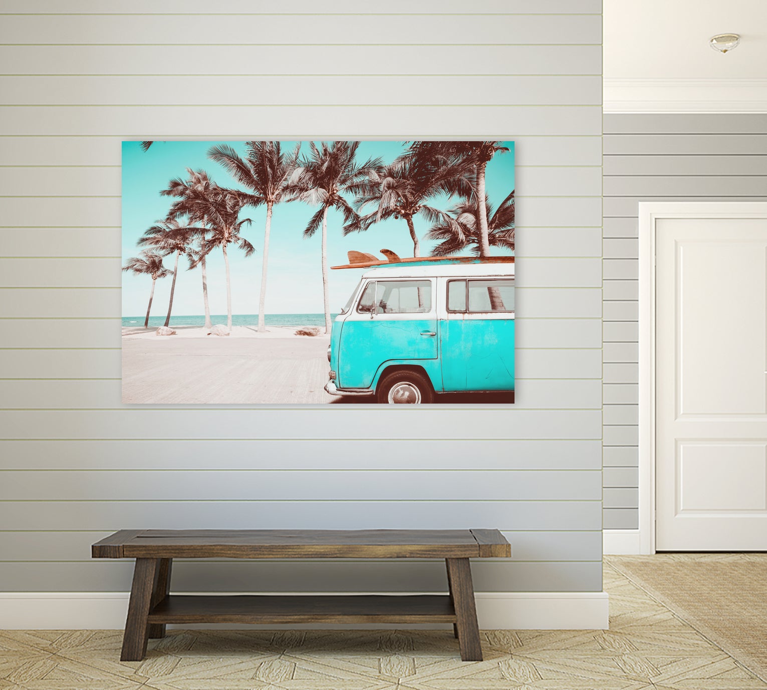 Retro Camper Van on the Beach by Rositsa Raicheva on GIANT ART - blue photo manipulation