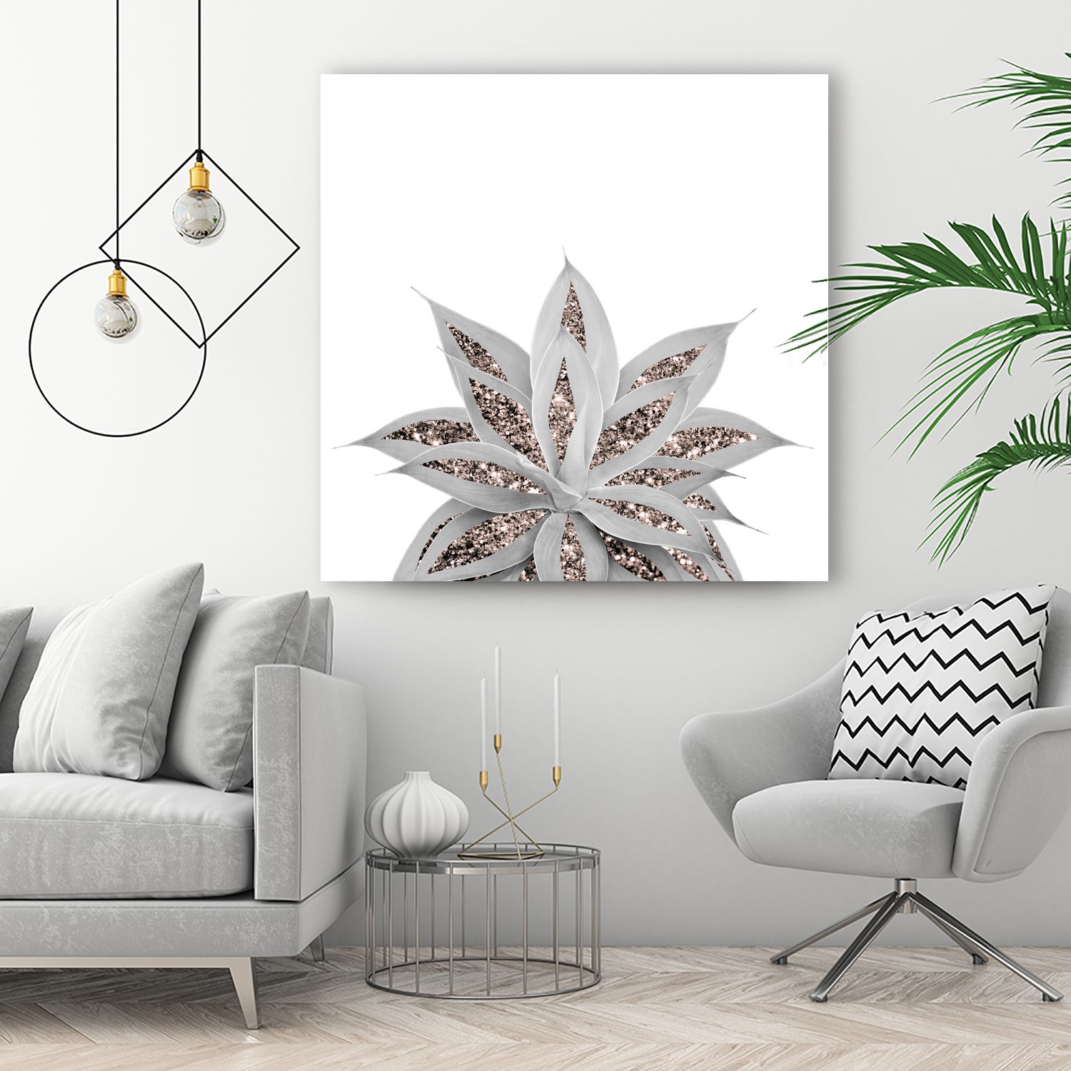 Gray Agave with Rose Gold Glitter #3 #shiny #tropical #decor by Anita & Bella Jantz on GIANT ART - gray photo illustration