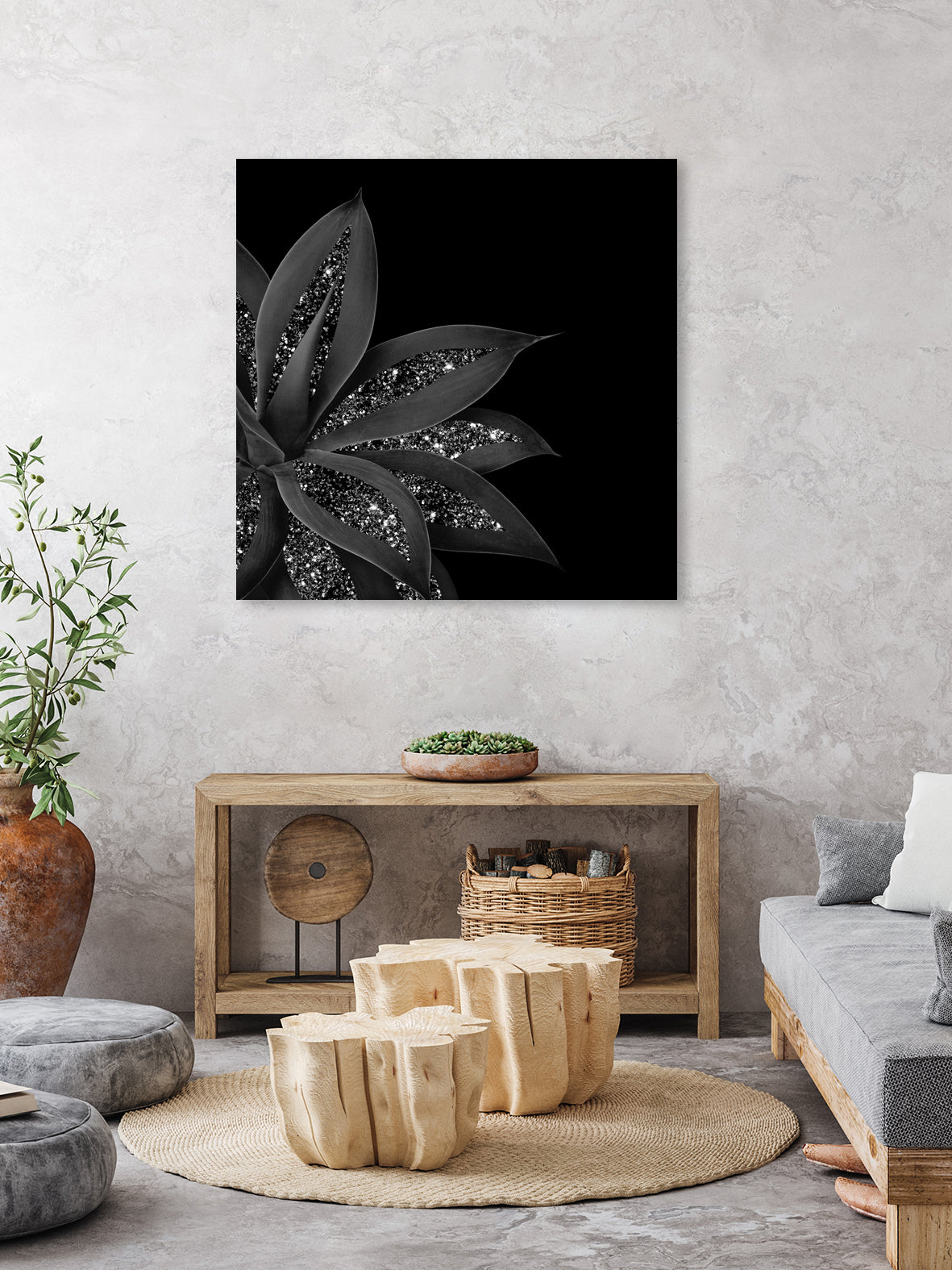 Agave Finesse Glitter Glam #7 #tropical #decor #art by Anita & Bella Jantz on GIANT ART - black photo illustration