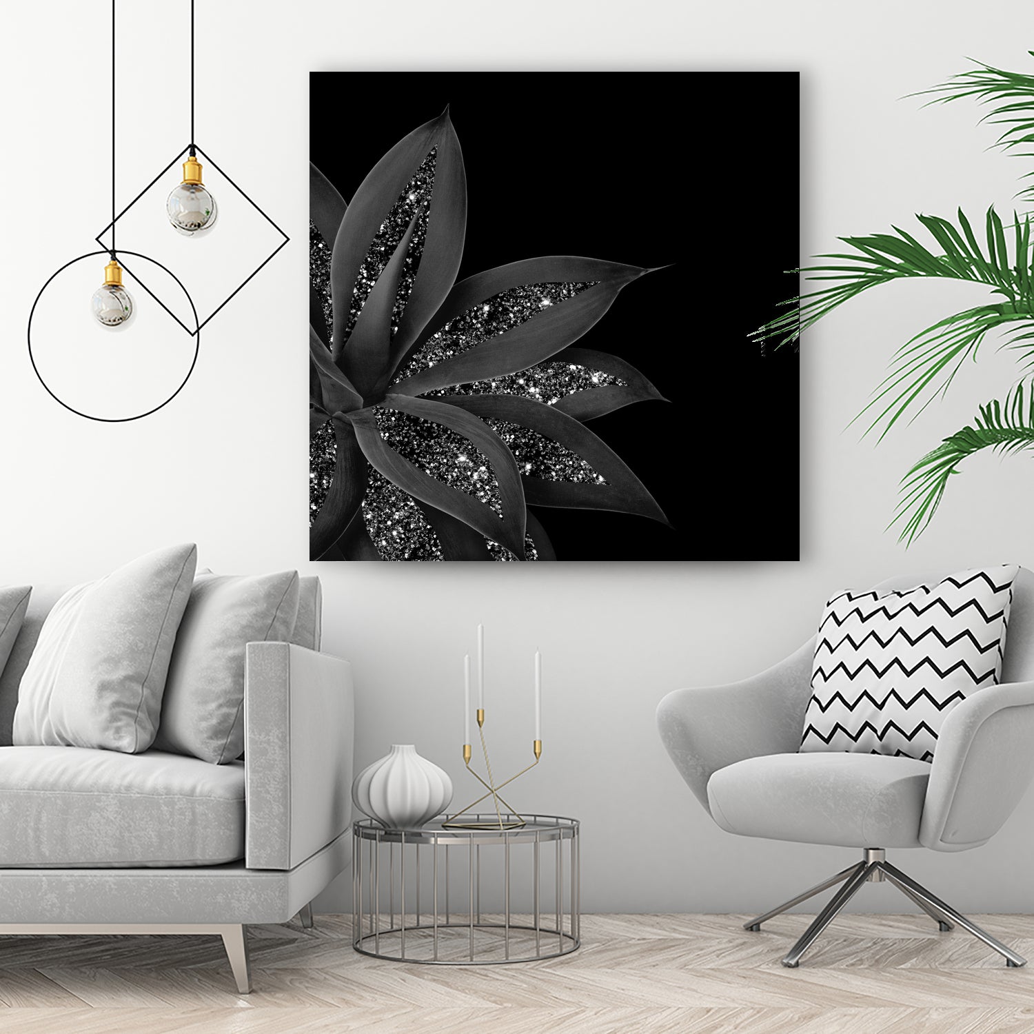 Agave Finesse Glitter Glam #7 #tropical #decor #art by Anita & Bella Jantz on GIANT ART - black photo illustration
