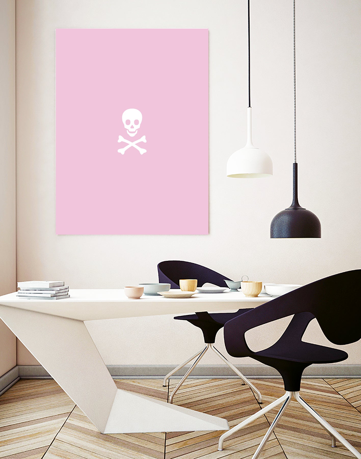 SKULL - LIGHT PINK & WHITE by Alexander Tonetti on GIANT ART - pink digital drawing