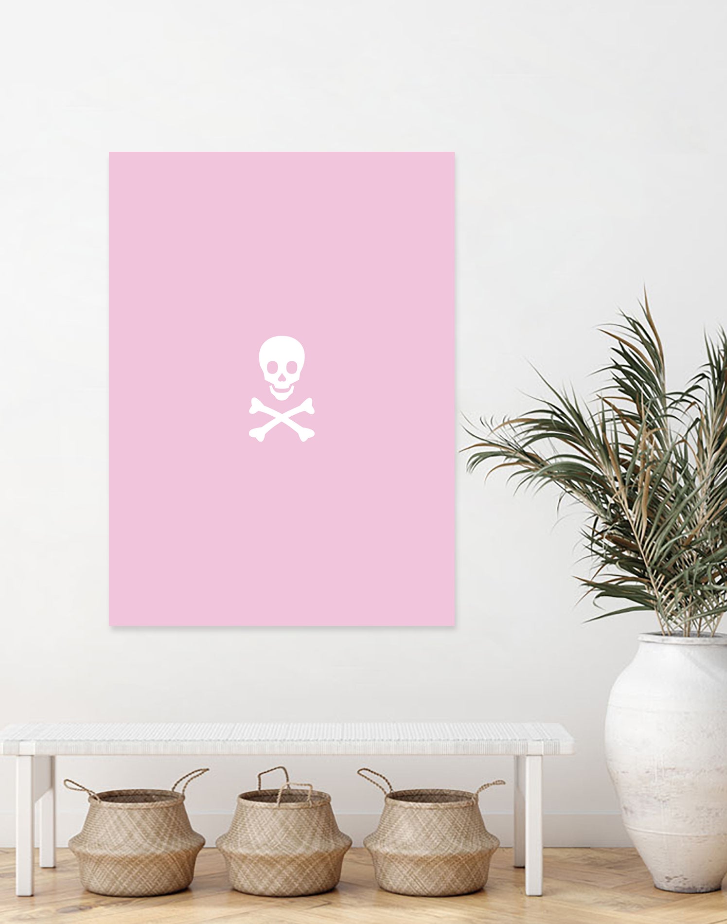 SKULL - LIGHT PINK & WHITE by Alexander Tonetti on GIANT ART - pink digital drawing