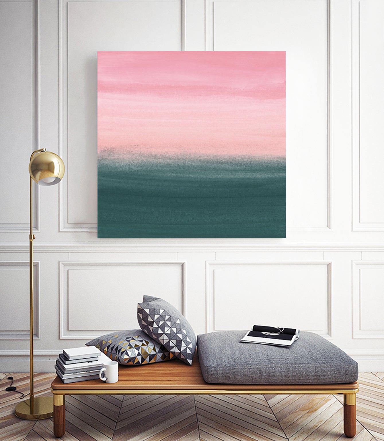 Touching Teal Pink Watercolor Abstract #1 #painting by Anita & Bella Jantz on GIANT ART - pink digital painting