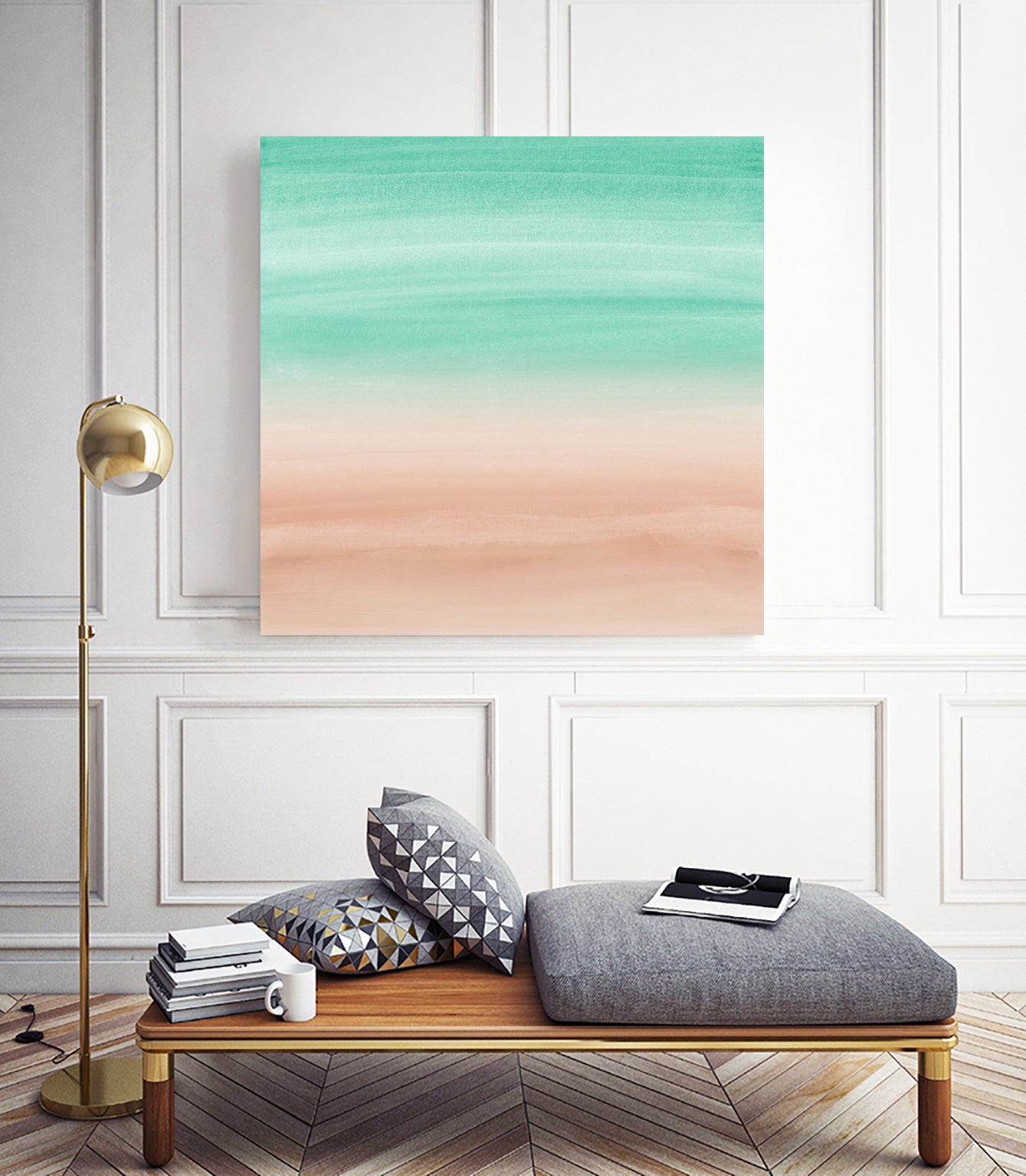 Touching Soft Emerald Beige Watercolor Abstract #1 #painting by Anita & Bella Jantz on GIANT ART - green digital painting