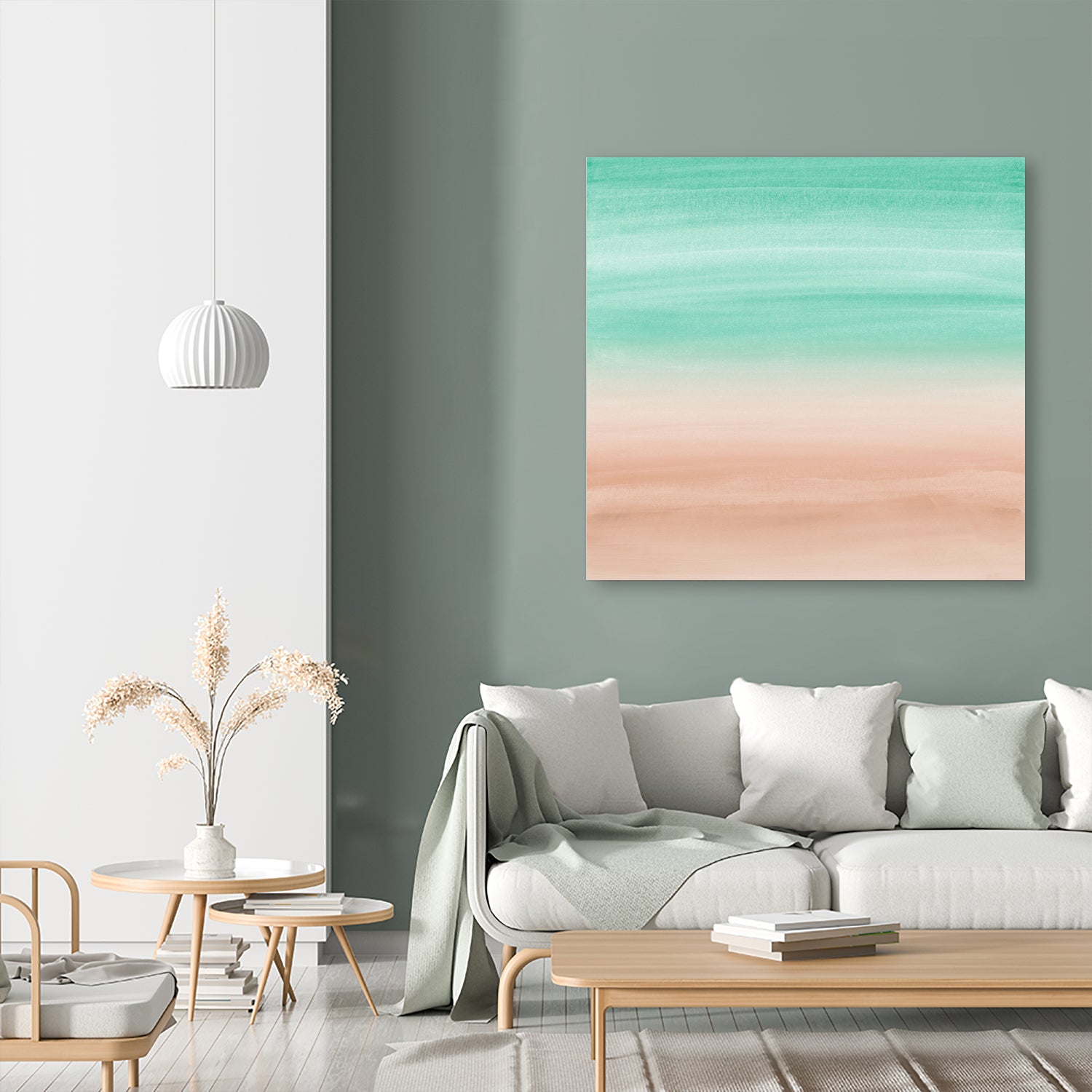 Touching Soft Emerald Beige Watercolor Abstract #1 #painting by Anita & Bella Jantz on GIANT ART - green digital painting