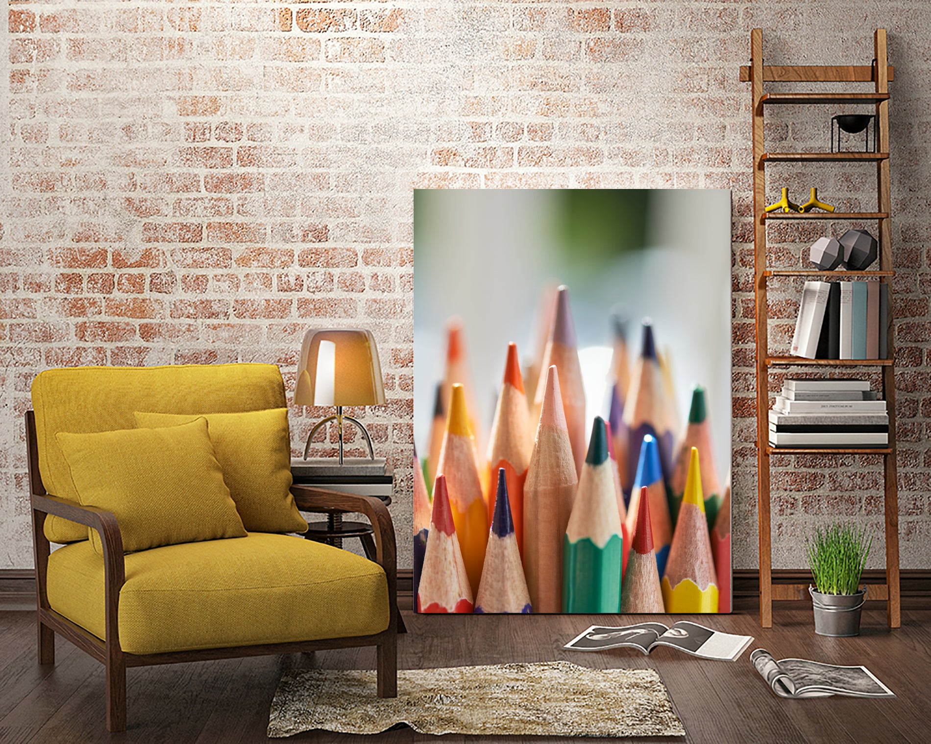 Close-up view of bunch of the colored pencil by Studio OMG on GIANT ART - yellow photo illustration