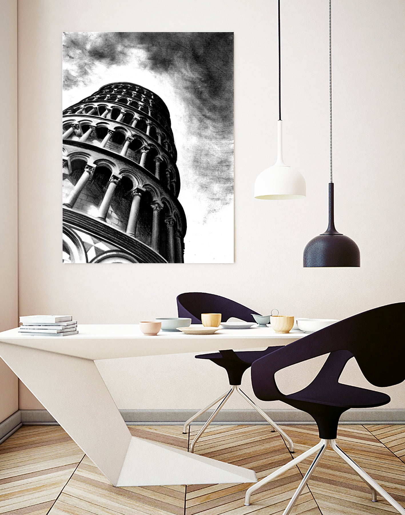 Tower of Pisa - Illustrated by Christine Mercer on GIANT ART - black digital painting