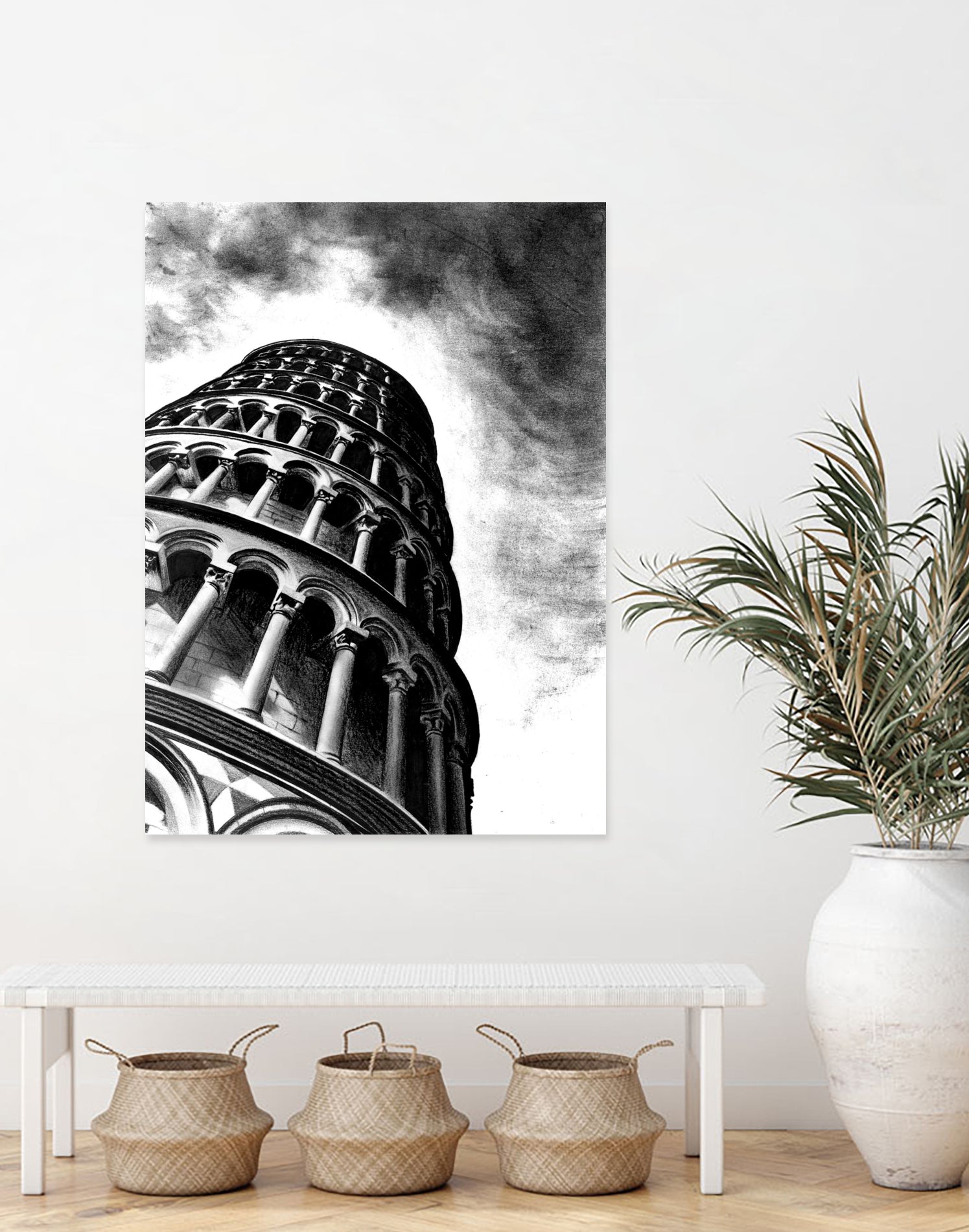 Tower of Pisa - Illustrated by Christine Mercer on GIANT ART - black digital painting