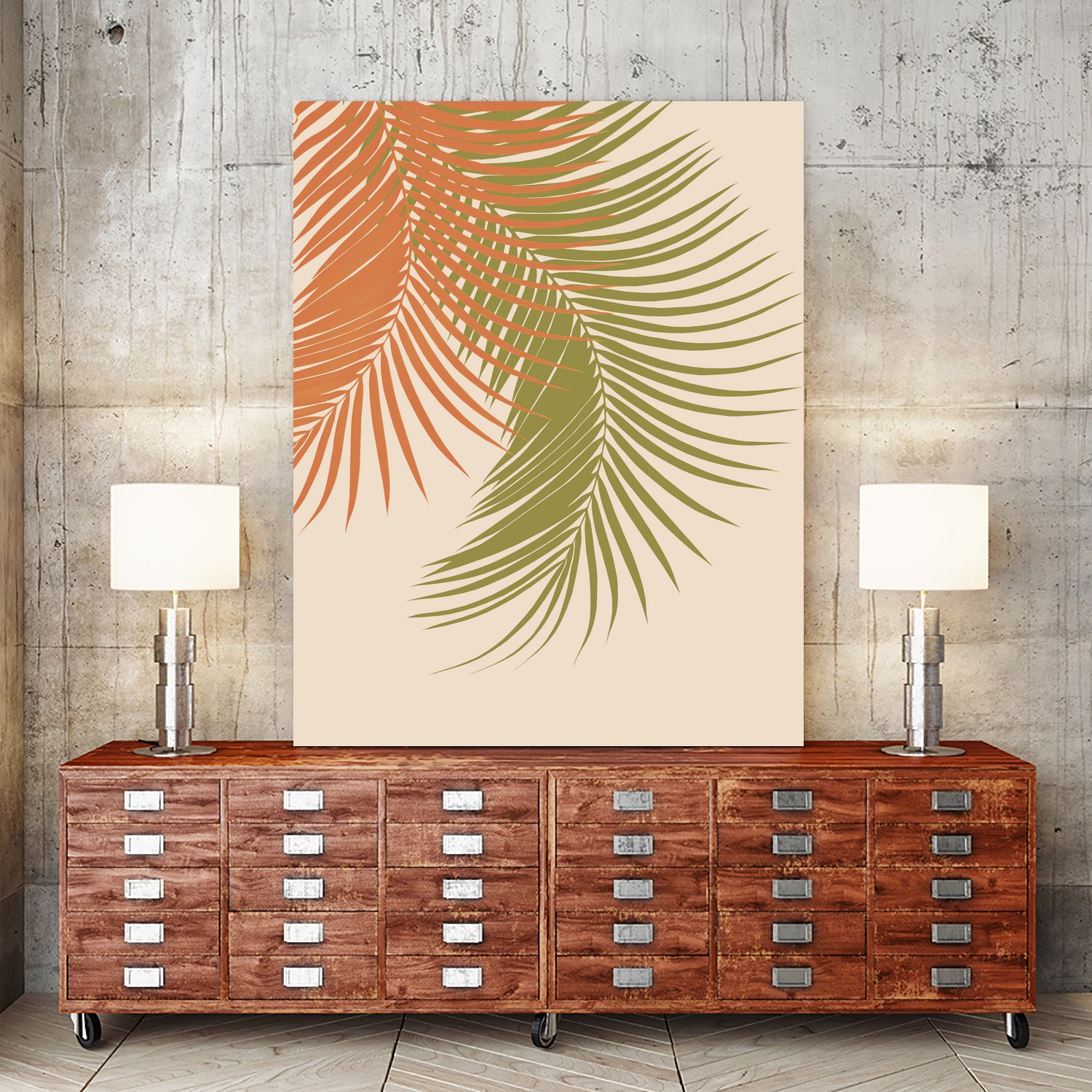 Palm Leaves Orange Green Vibes #1 #tropical #decor #art by Anita & Bella Jantz on GIANT ART - orange photo illustration