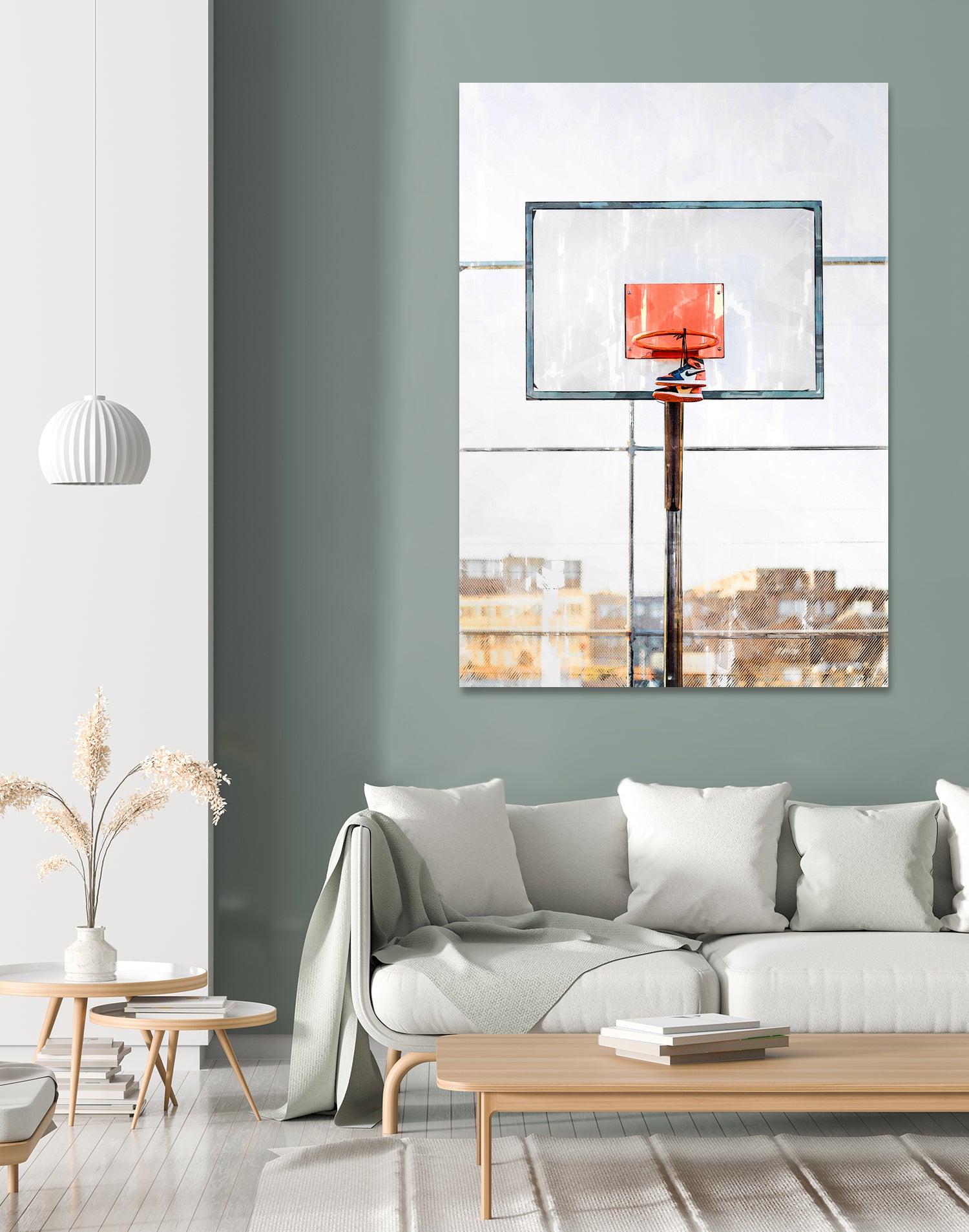 Air Jordan Attached To Basketball Hoop by Wazir Rohiman on GIANT ART - red digital painting